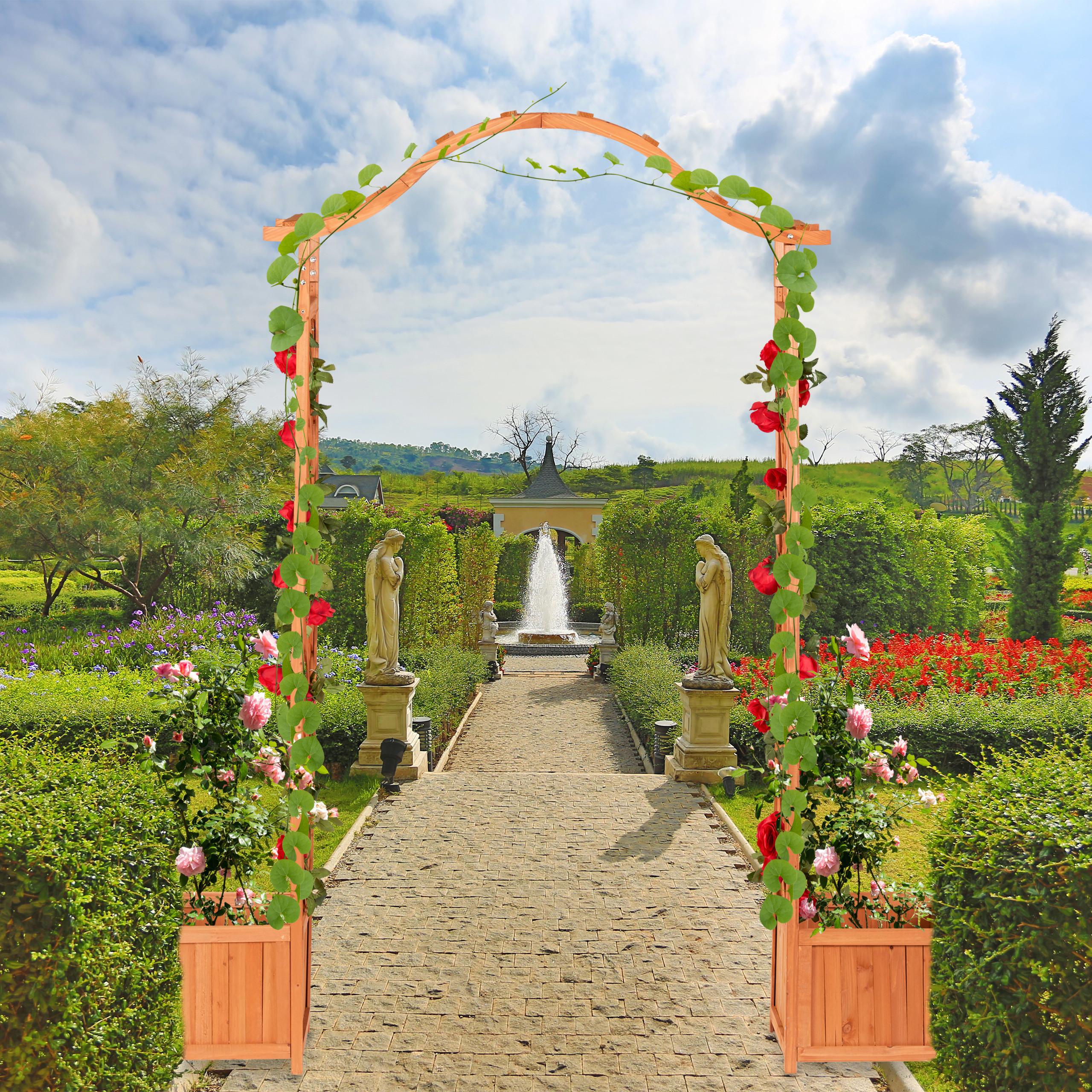 Northix Rosenbogen aus Holz mit 2 Pflanzkästen