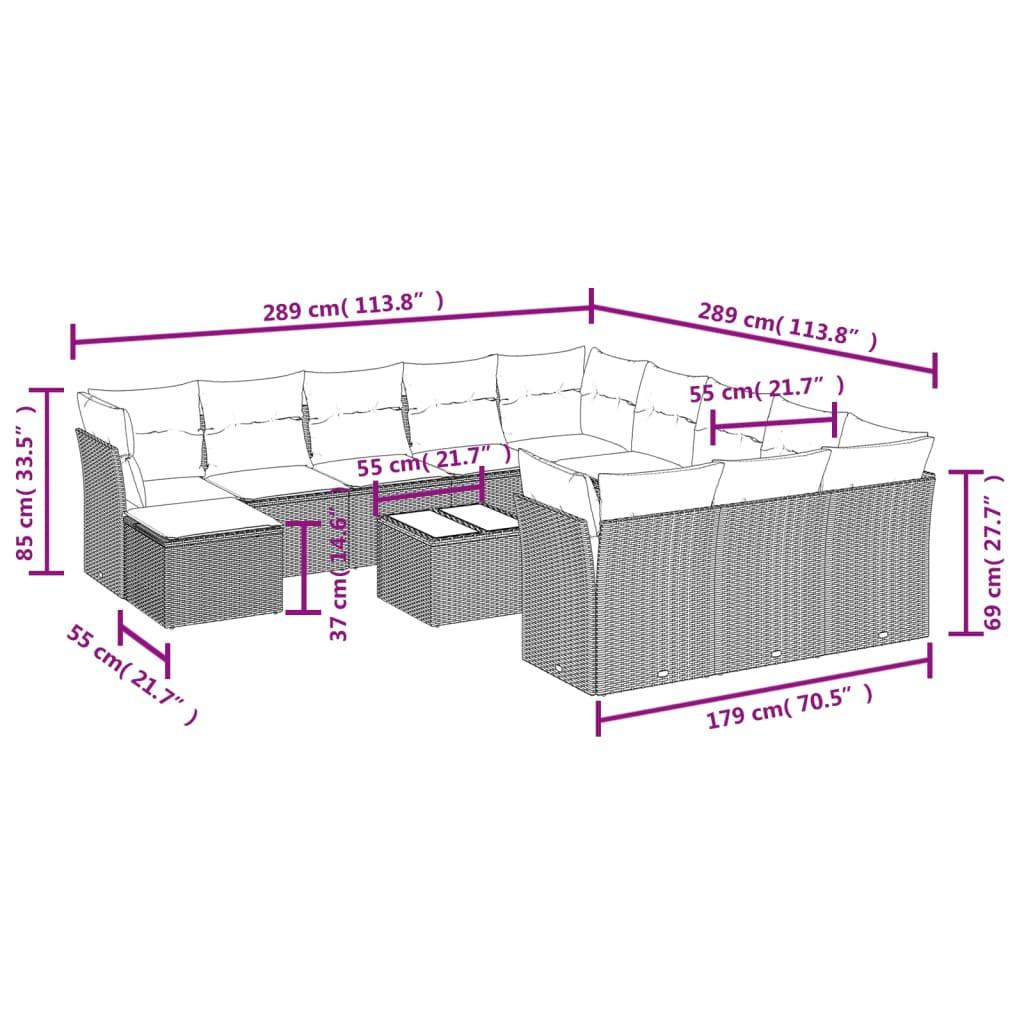 VidaXL Garten sofagarnitur poly-rattan