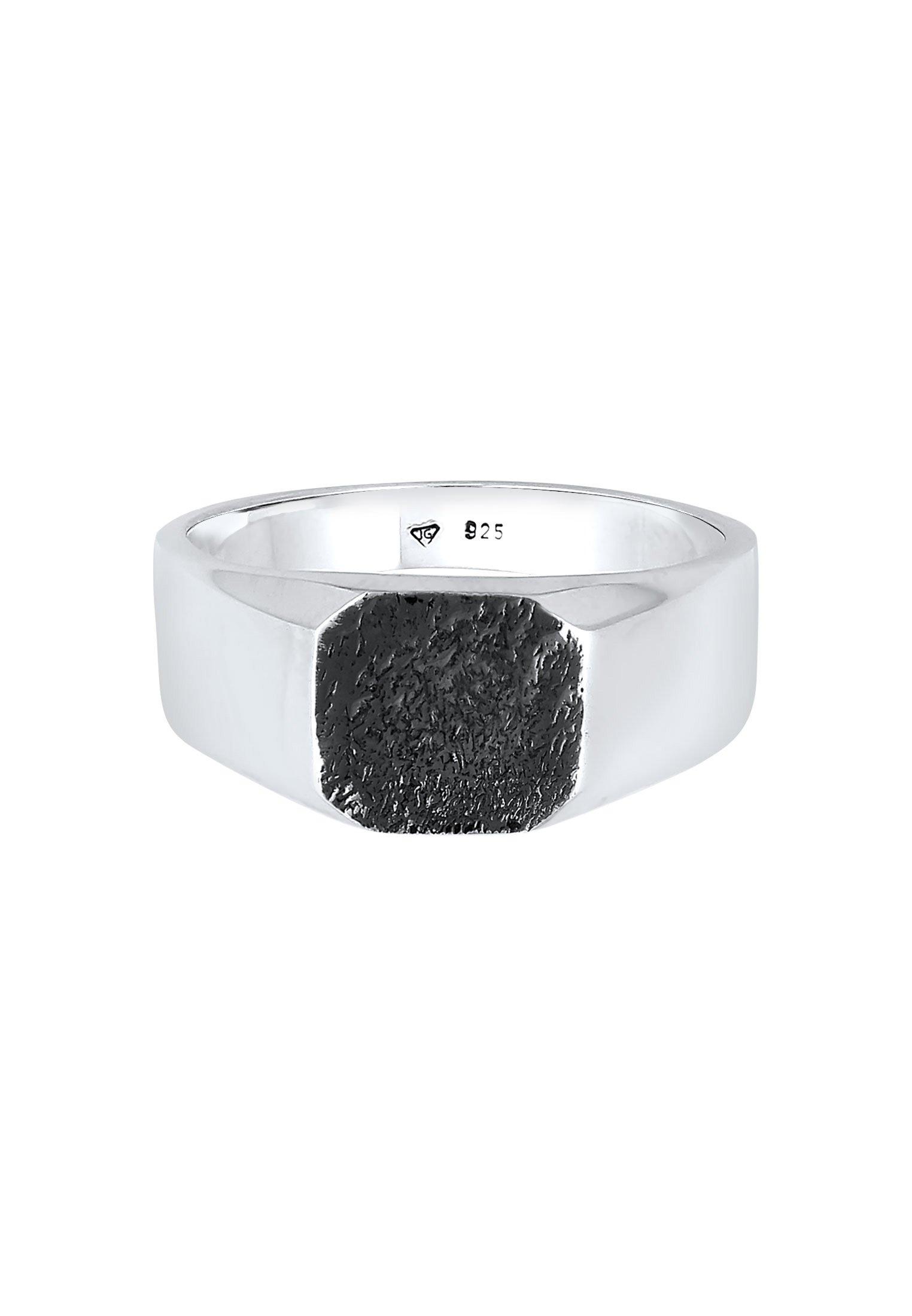 Kuzzoi Ring Basic Siegelring Quadrat Matt 925 Silber