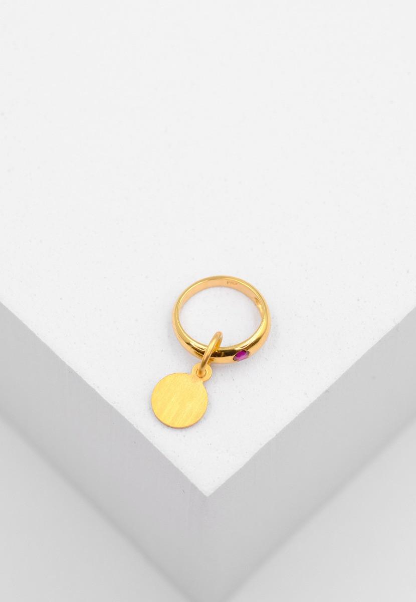 MUAU Schmuck Anhänger Taufring Gelbgold 750 Rubin