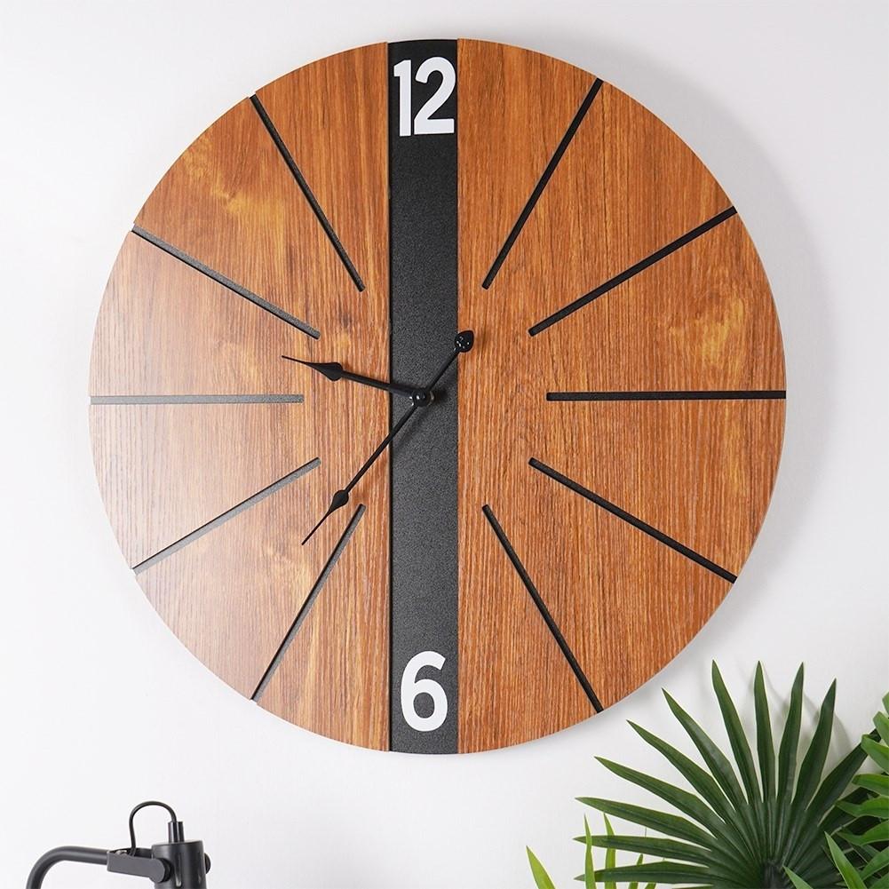 B2X Stilvollee Wanduhr 60 cm aus MDF und Metall