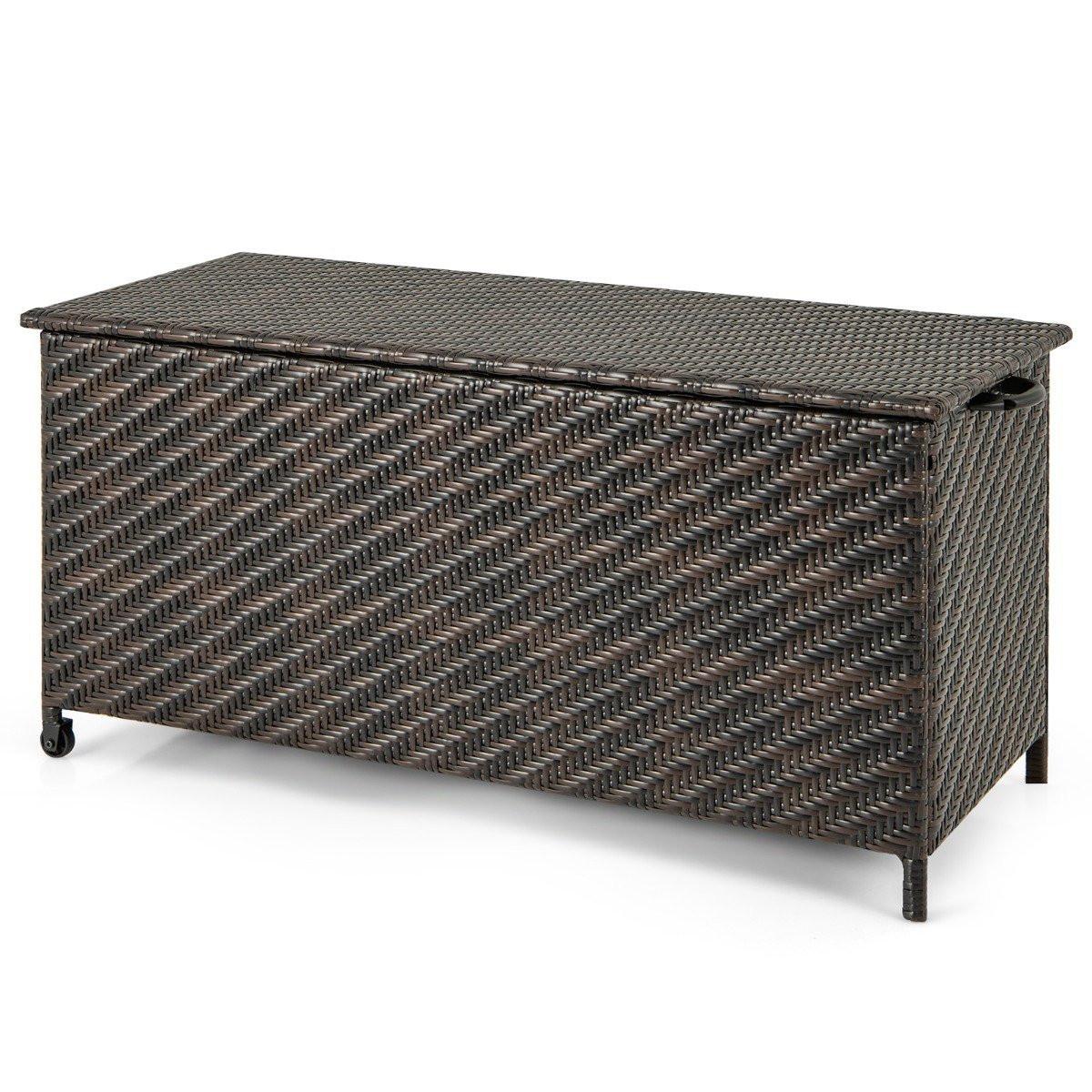 Northio Auflagenbox mit Rollen & 320 L Kapazität Wasserdichte Kissenbox Polyrattan Aufbewahrungsbox