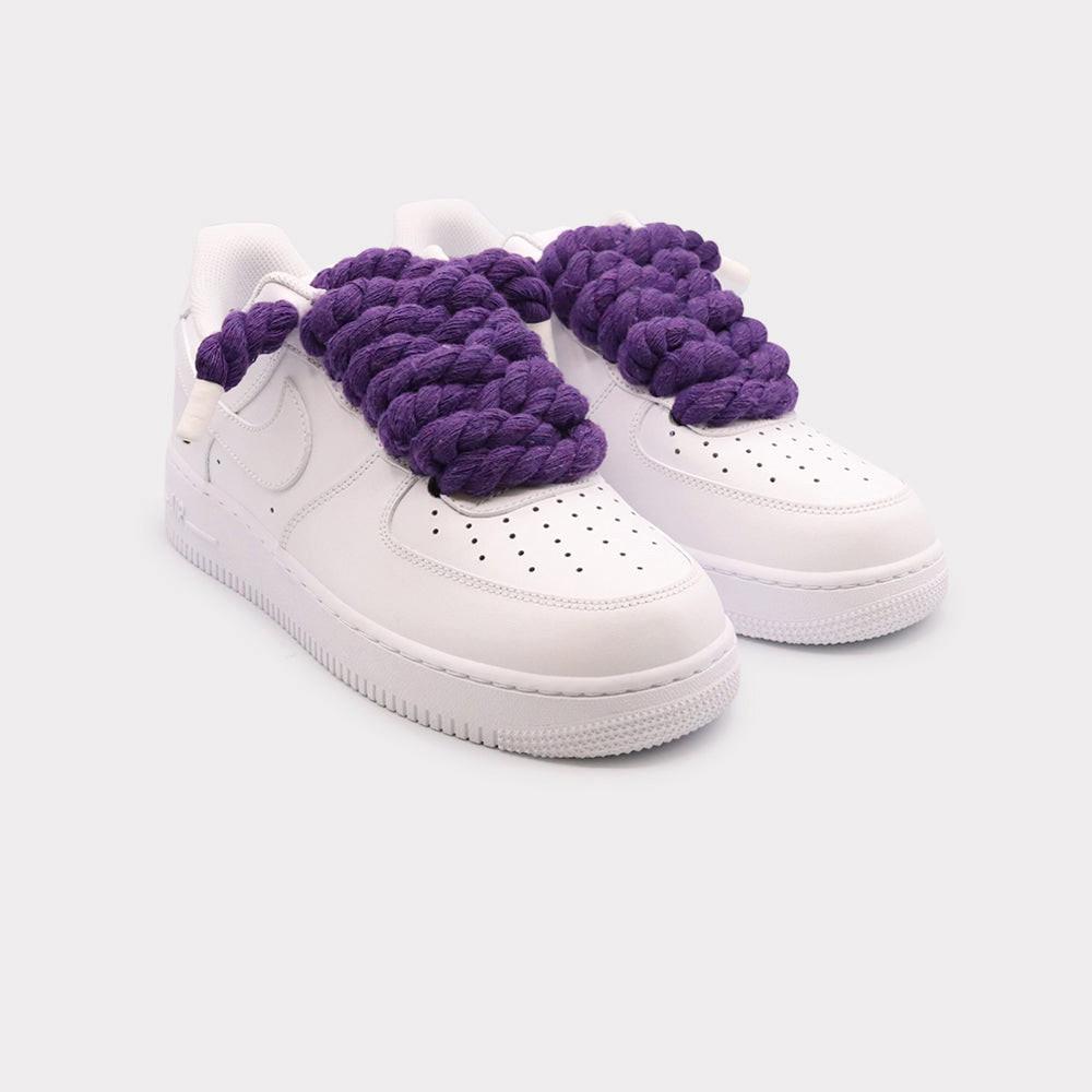 NIKE Air Force 1 White - Rope Lace Purple