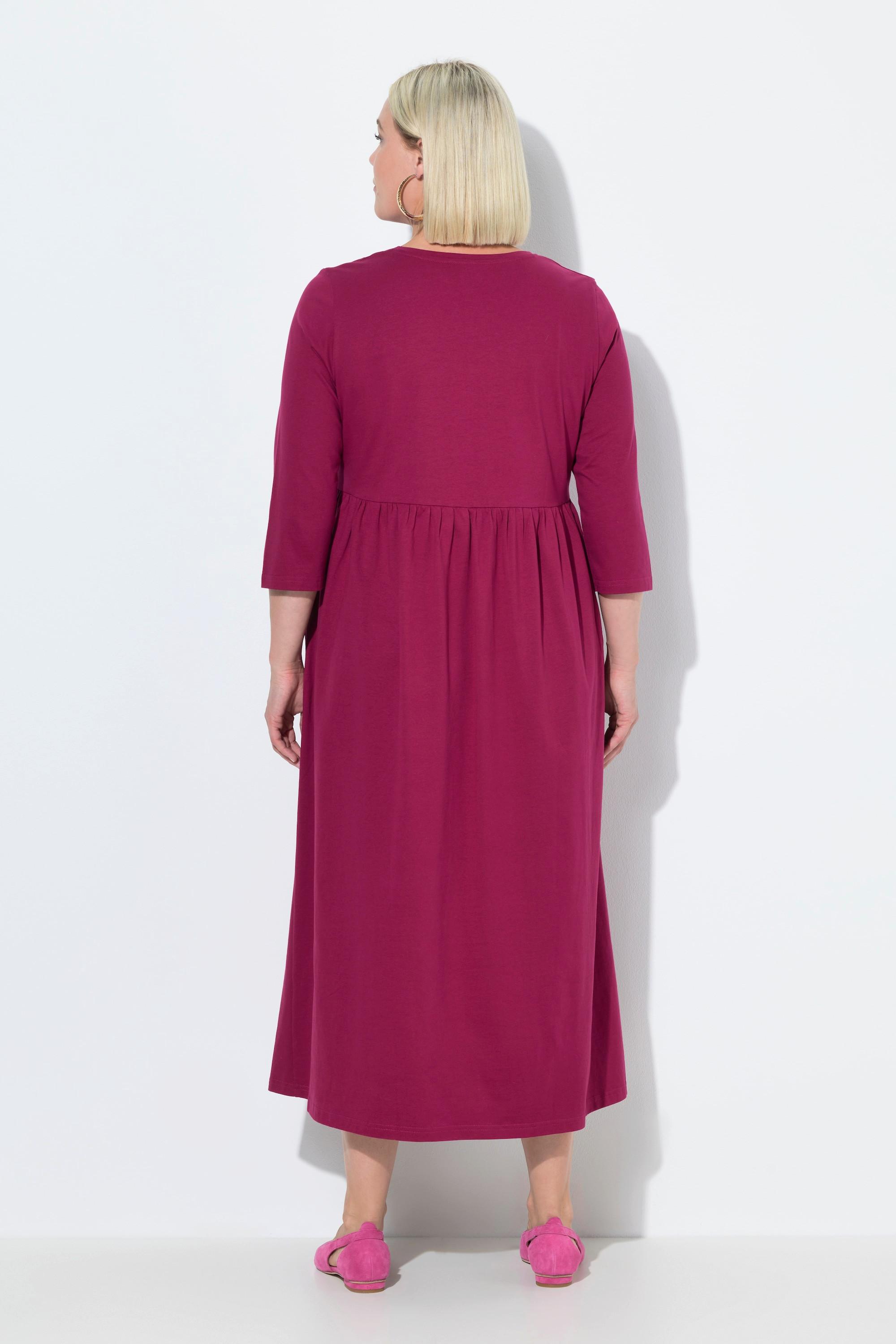 Ulla Popken Jerseykleid Empirenaht V-Ausschnitt 3/4-Arm Taschen