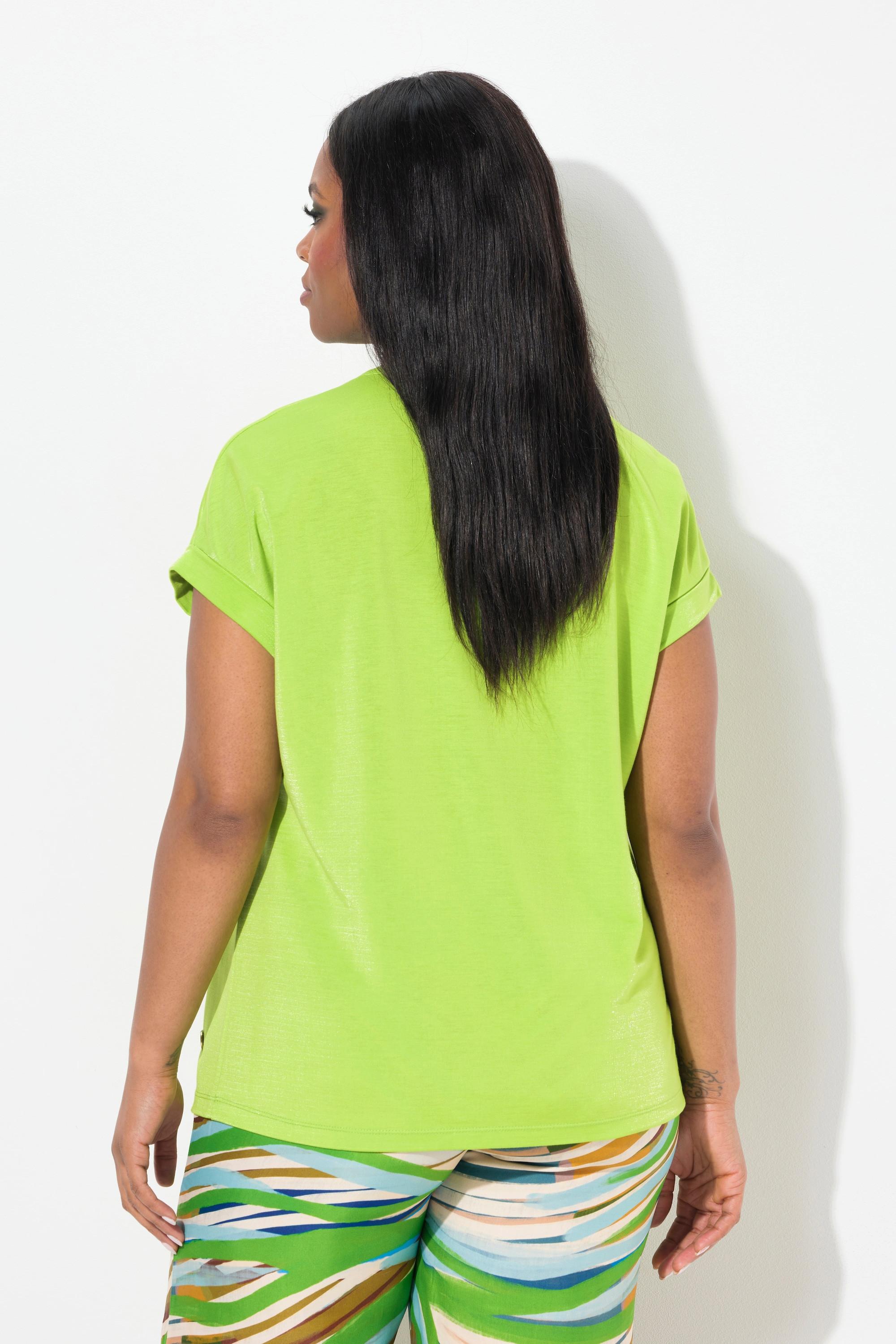Ulla Popken T-Shirt Glanzeffekt Tunika-Ausschnitt Halbarm