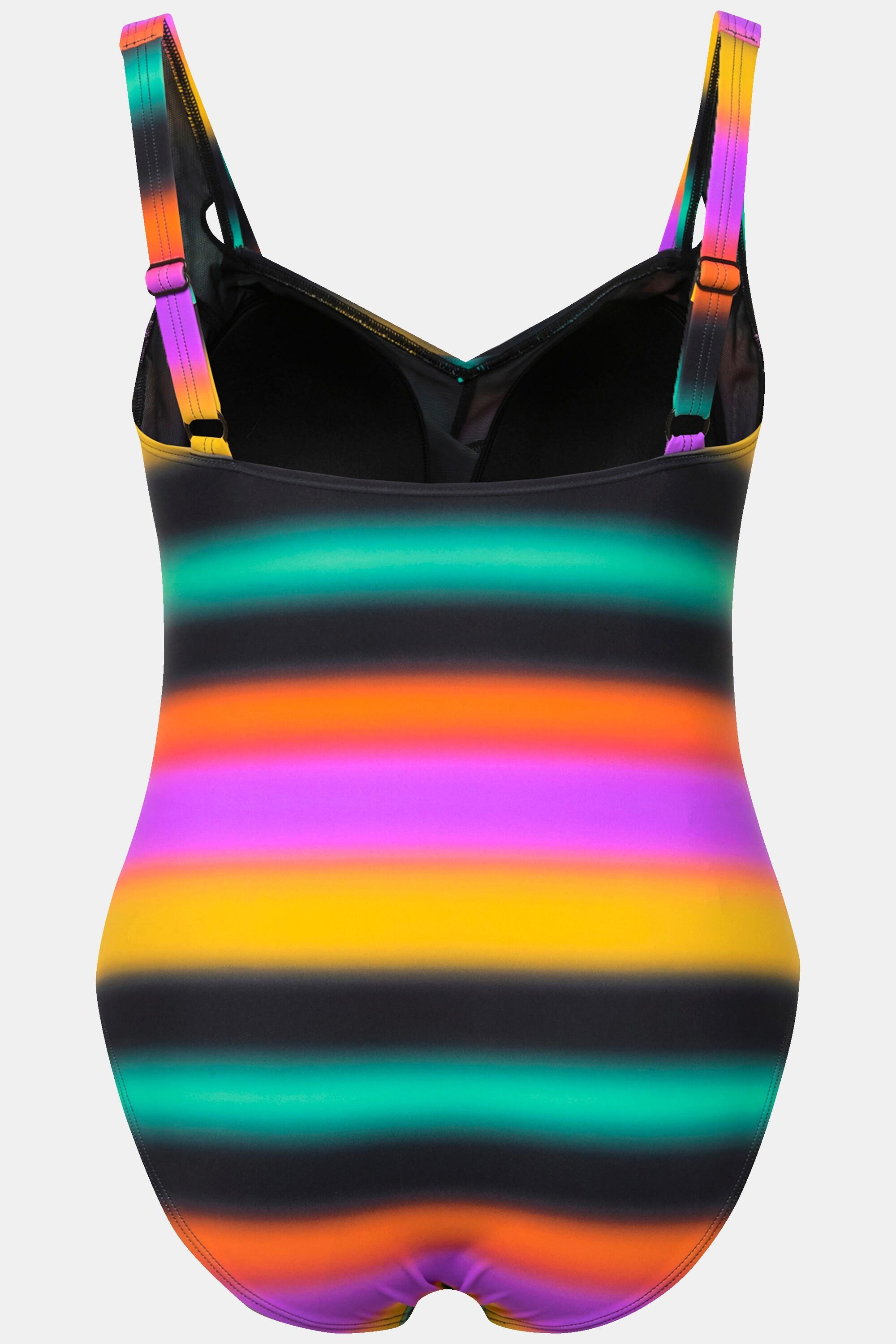 Ulla Popken Badeanzug, Farbverlauf, Softcups, drapiert