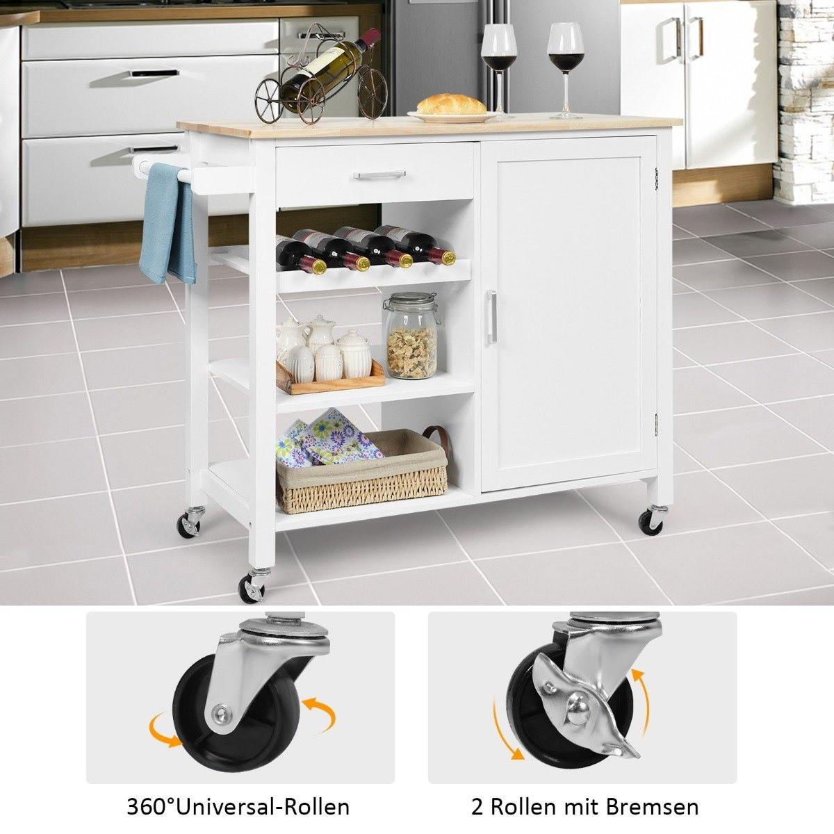 Northix Rollender Küchenwagen Mobile Kücheninsel mit Schublade Weiß