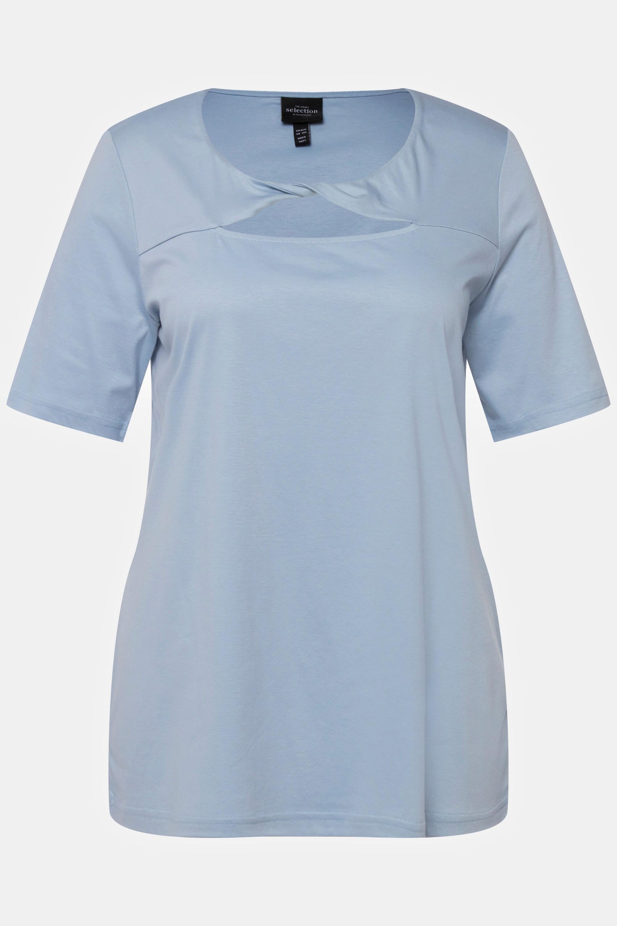 Ulla Popken Drapierung Cut-Out V-Ausschnitt Halbarm T-Shirt