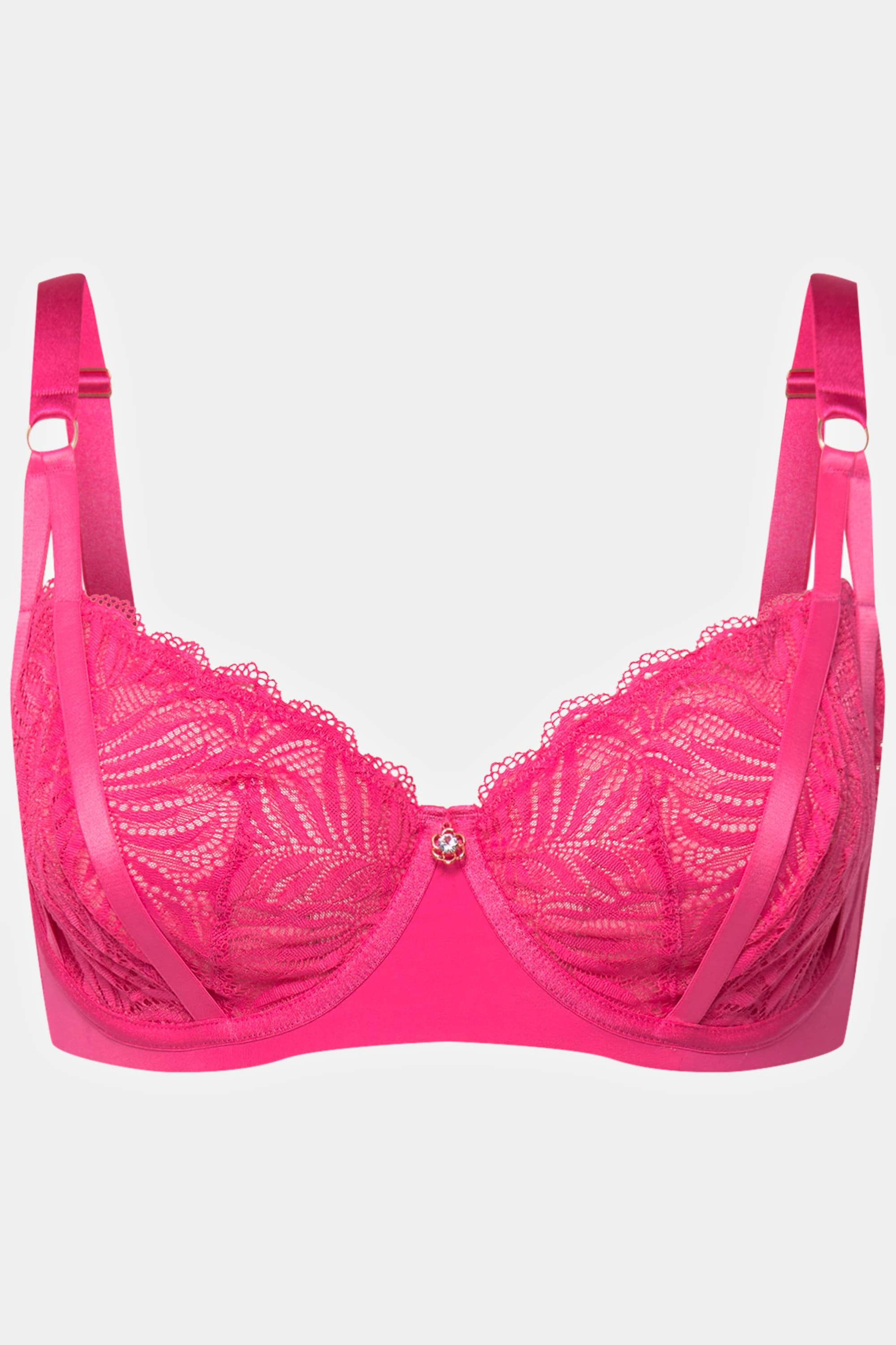 Ulla Popken Bügel-BH, Spitze, Mesh, geteilte Träger, Cup C - E