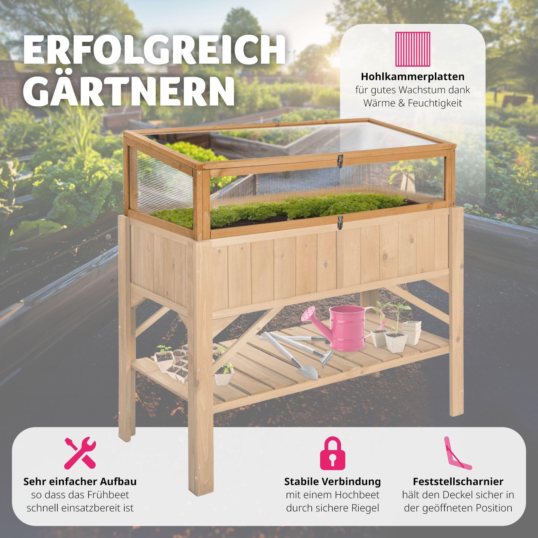 Tectake Frühbeet-Aufsatz für Hochbeet 115x53x34cm