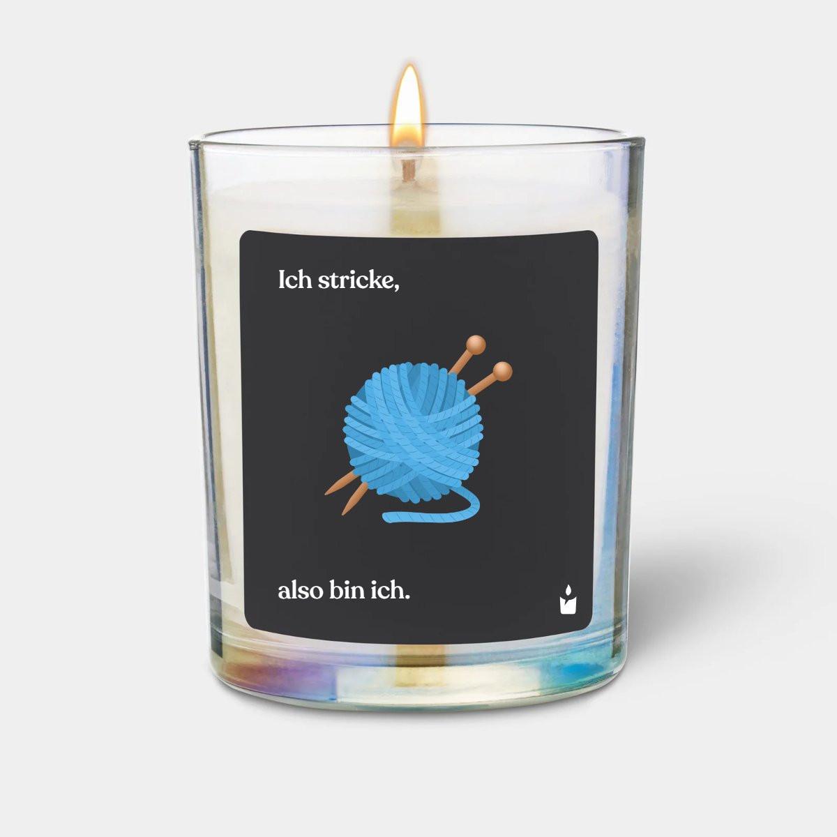 CandleHand Duftkerze Flowery Ich stricke, also bin ich.