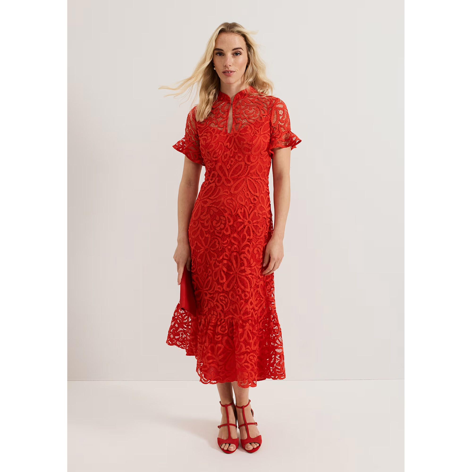 Phase Eight Lula Spitzenkleid Midi