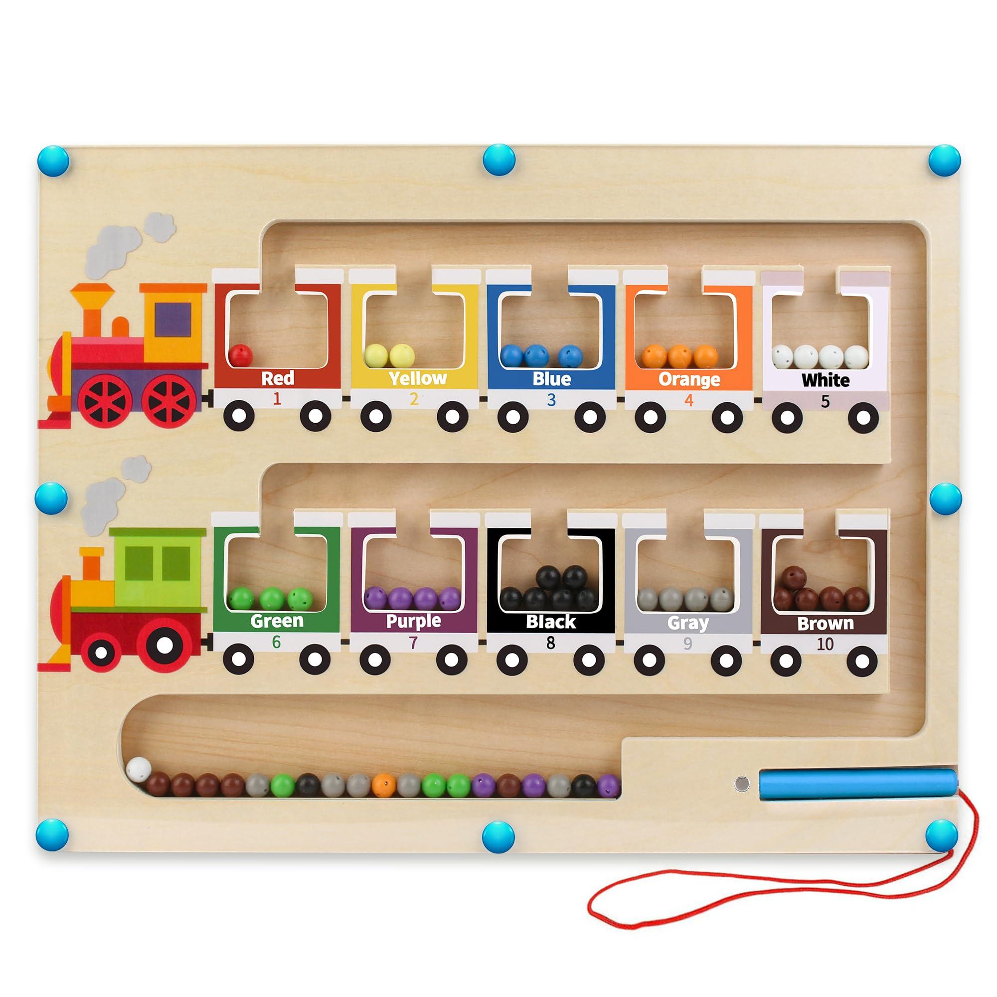 Activity-board Magnetische Farbe und Zahl Labyrinth, hölzerne Puzzle-Aktivität Bord, pädagogische Zählen Spielzeug für Kleinkinder