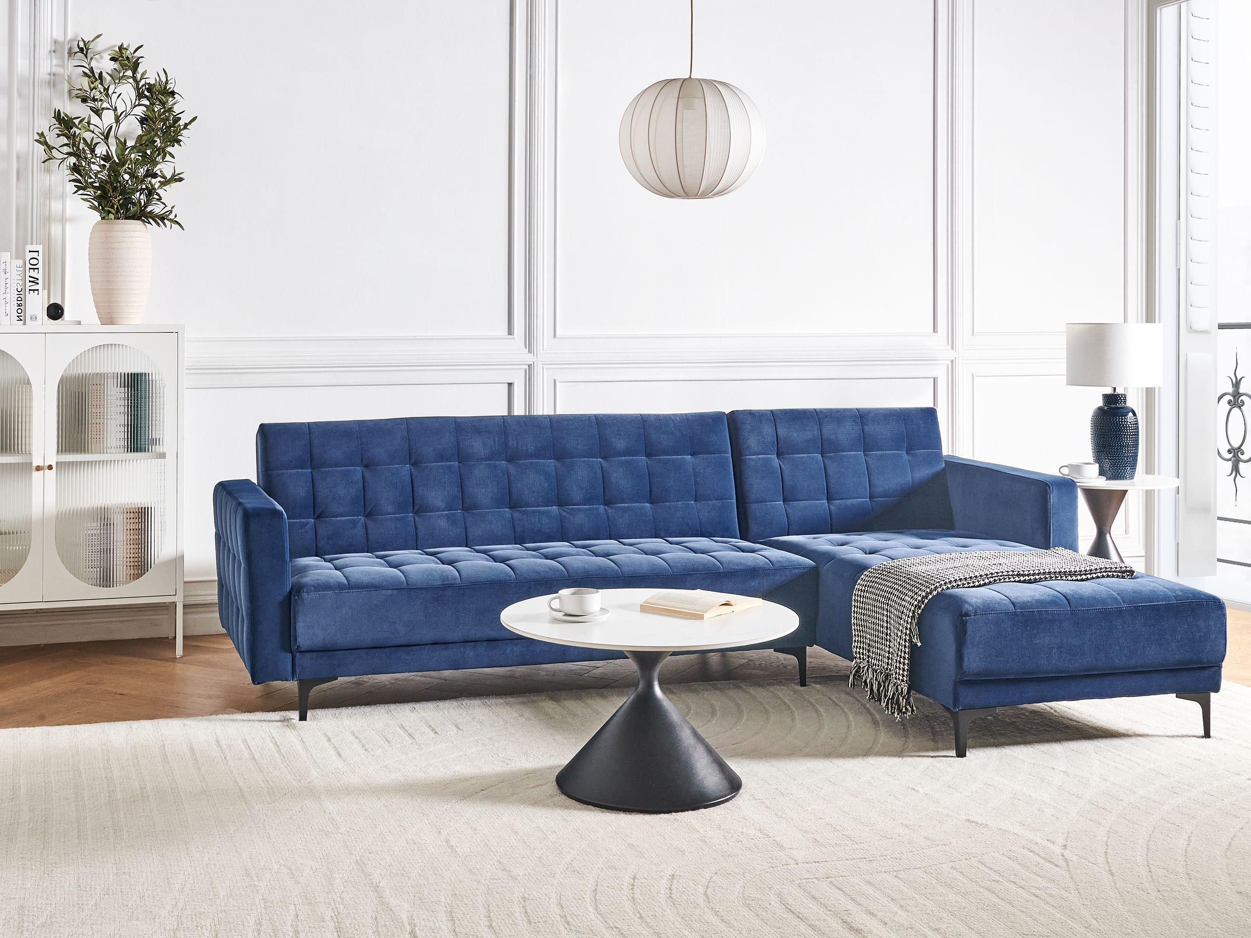 Beliani Linksseitiges Ecksofa aus Samtstoff Modern ABERDEEN