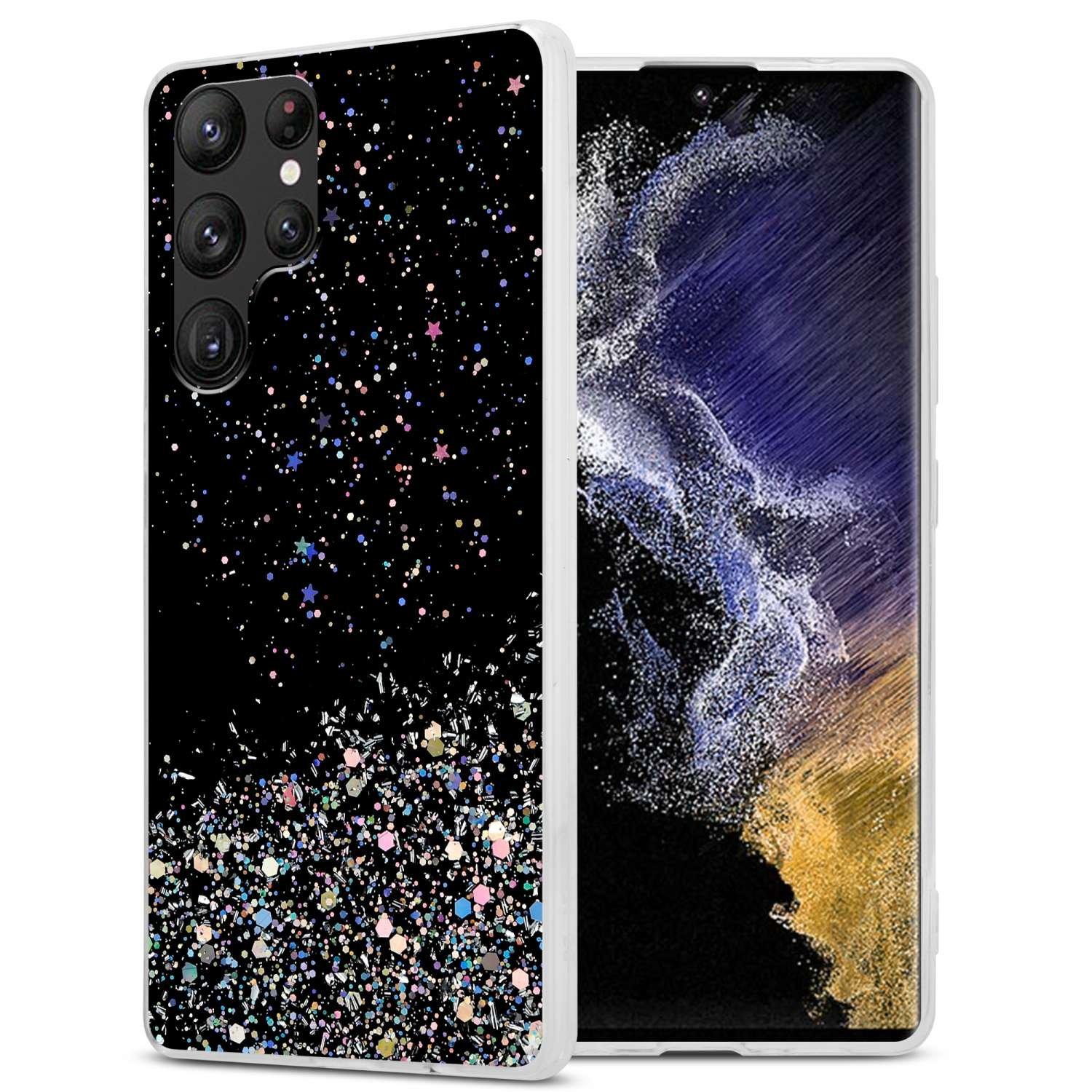 Cadorabo Hülle für Samsung Galaxy S22 ULTRA TPU Silikon mit funkelnden Glitter