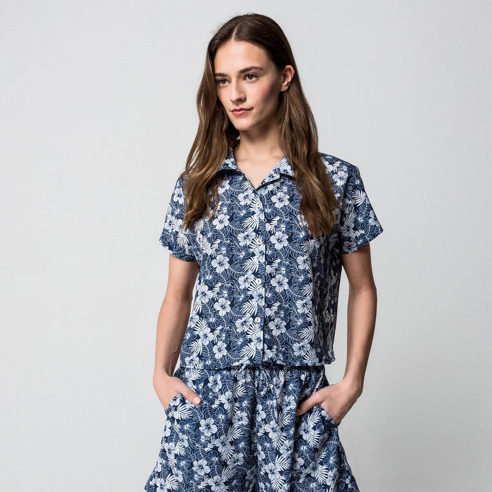 Manor Woman Gemusterte Relaxed Fit Kurzarmbluse