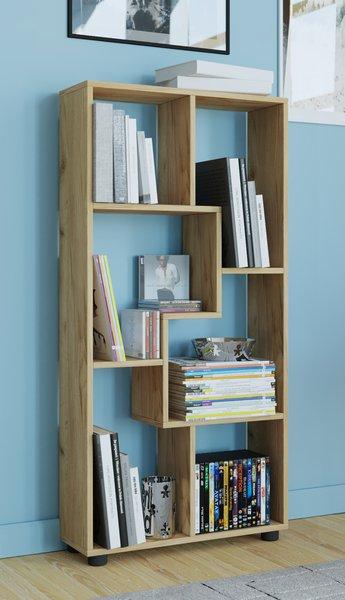 VCM Holzregal stehend | platzsparendes Regal | Maße: H. 119 x B. 60 x T. 20 cm | Elegantes Regal stehend | Aufbewahrungsregal | Bücherregal | Raumteiler