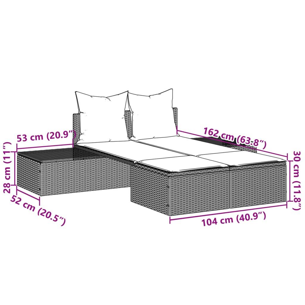VidaXL Doppel-sonnenliege poly-rattan