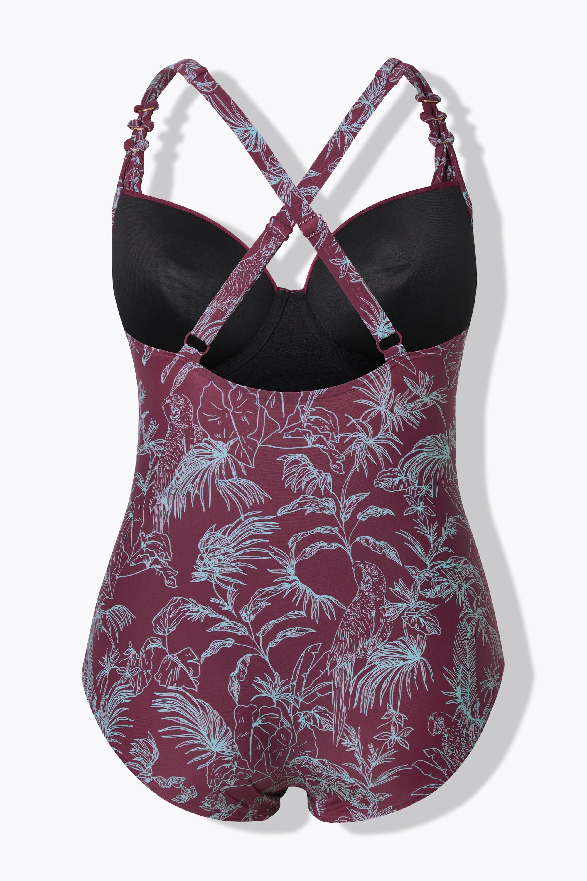 Ulla Popken Badeanzug, Dschungel, Softcups, Bügel, recycelt
