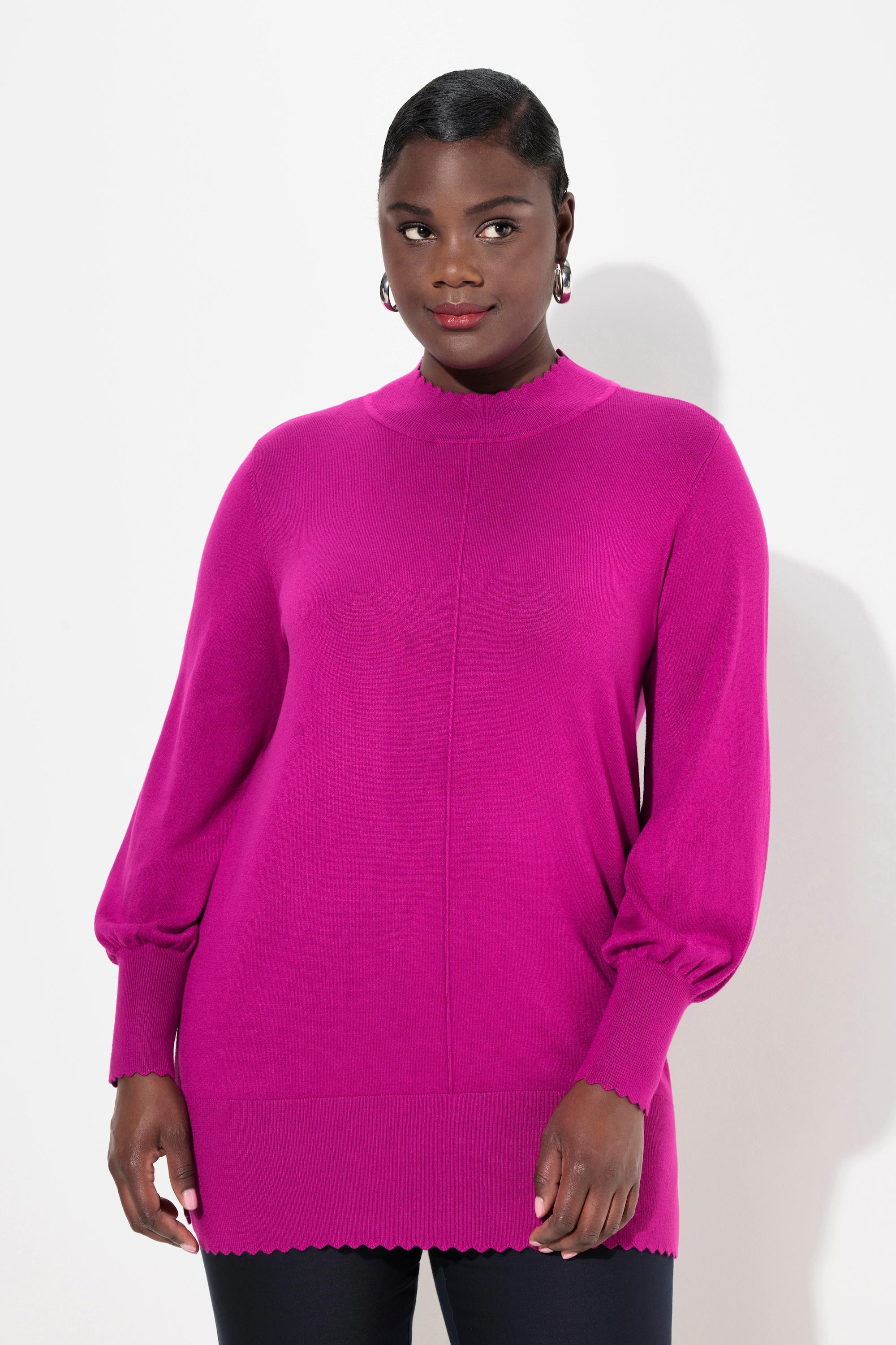 Ulla Popken Pullover, Muschelsaum, Stehkragen, Langarm