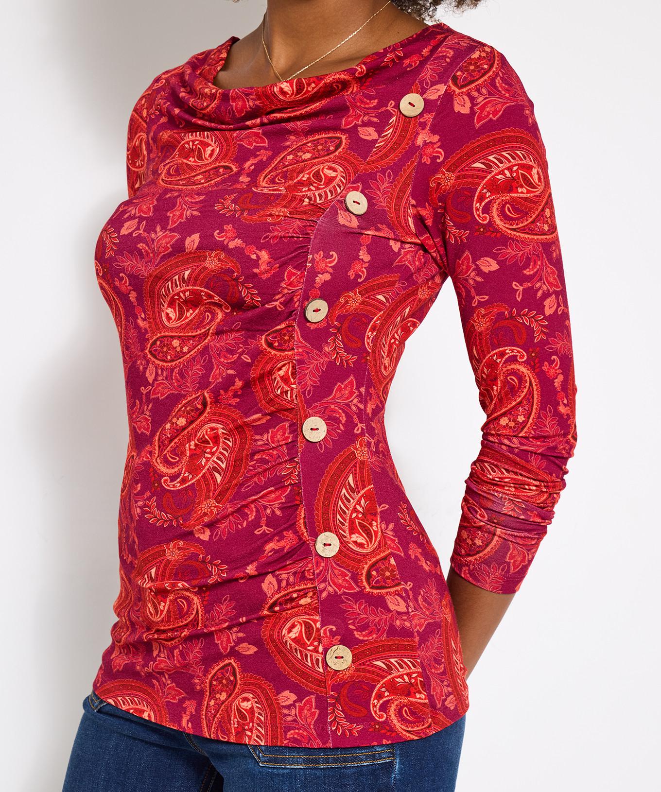 Joe Browns Langarmshirt mit Paisley-Print und Knopfdetails