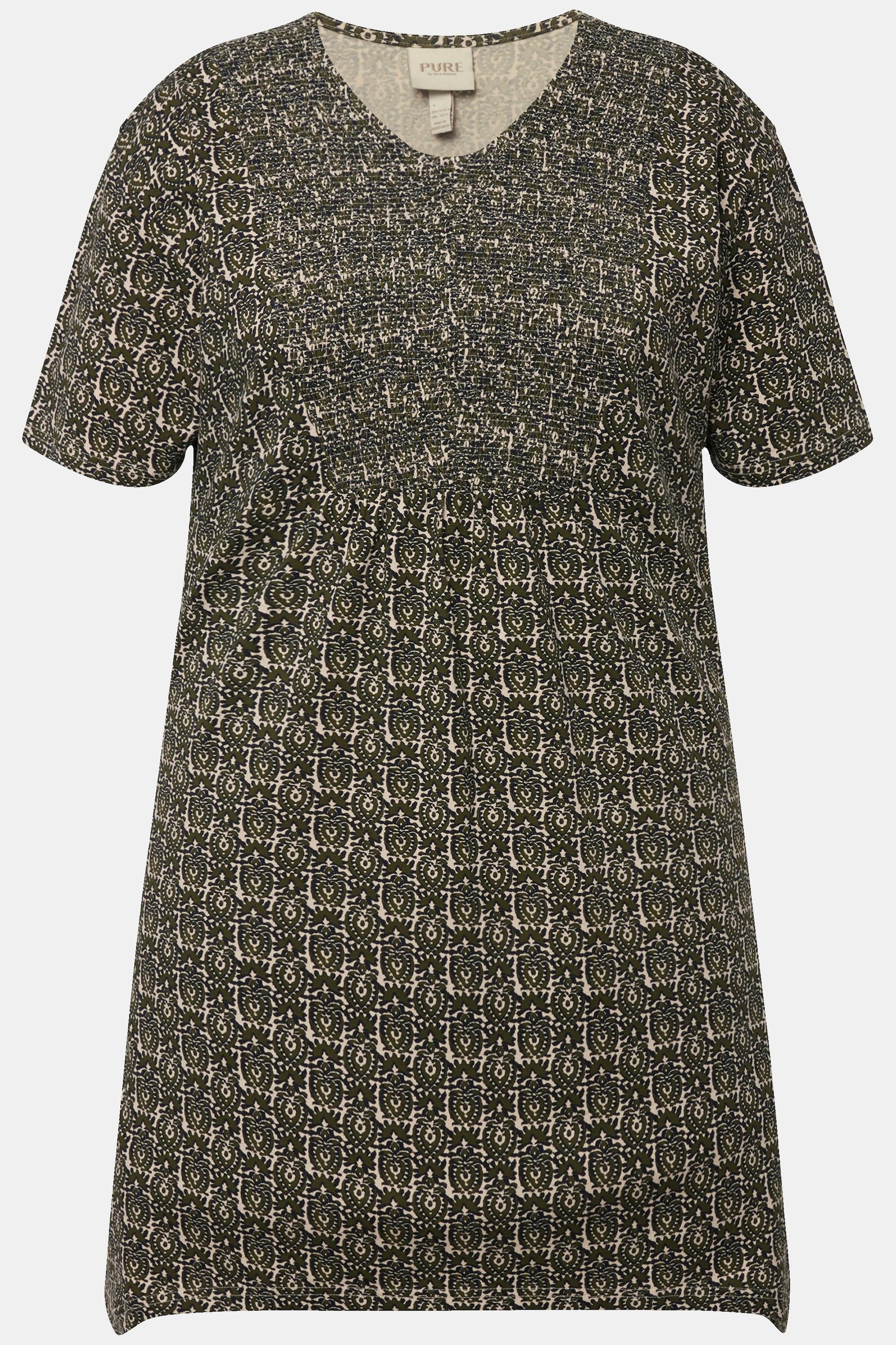 Ulla Popken A-Linie V-Ausschnitt Halbarm Longshirt