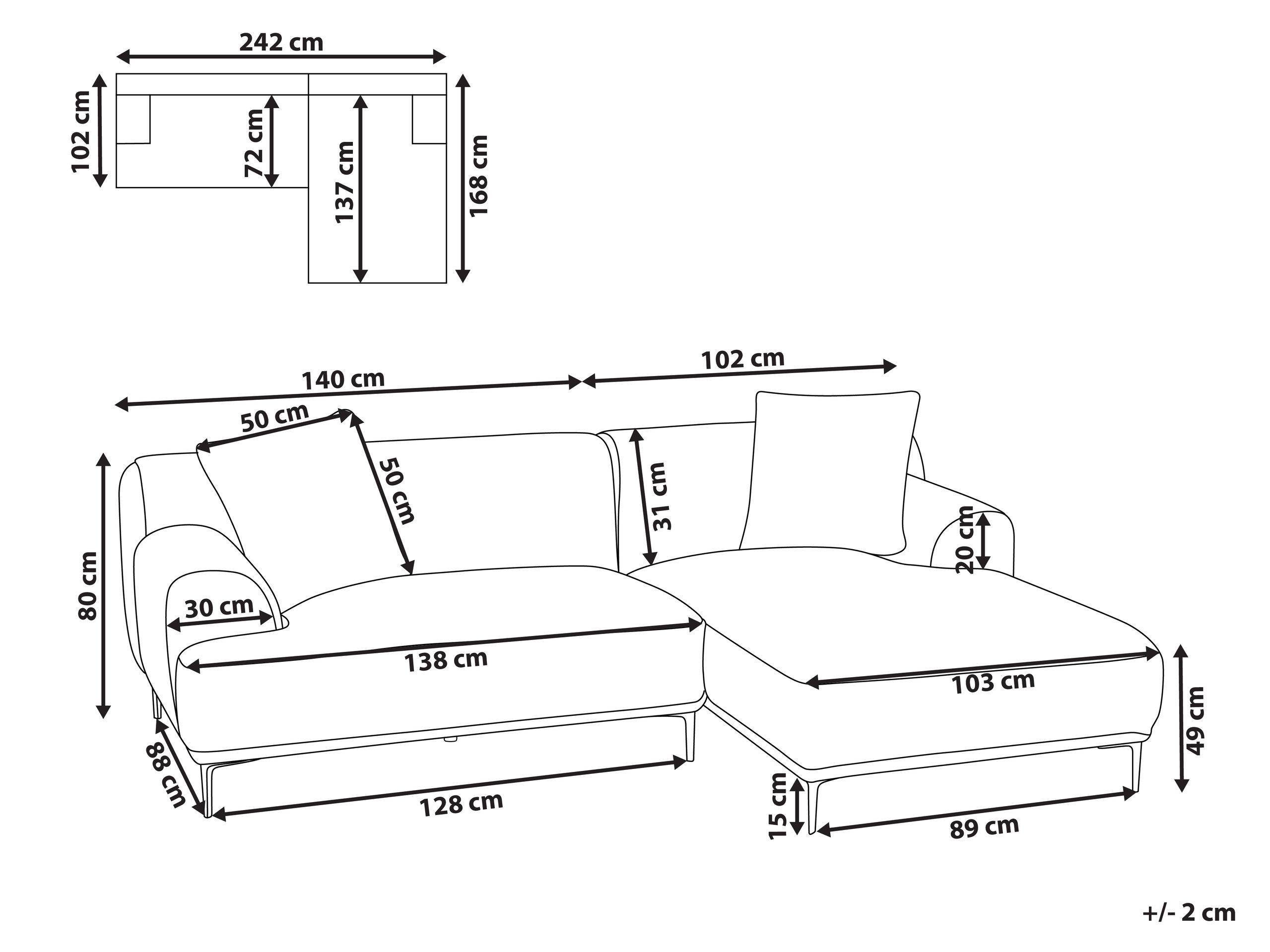 Beliani Ecksofa aus Cord Retro STENUM