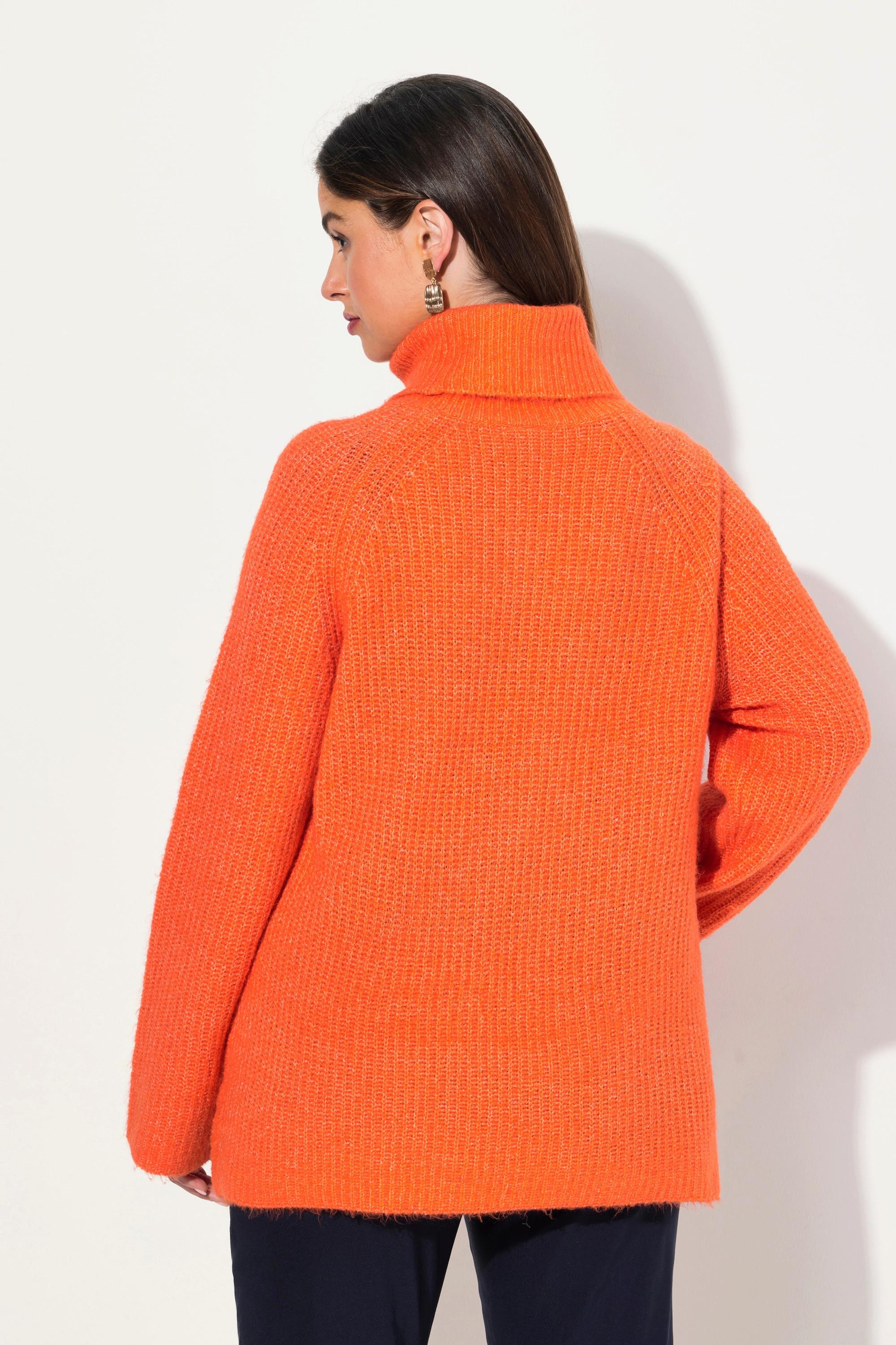 Ulla Popken Pullover, Rippstrick, Rollkragen, Langarm, recycelt