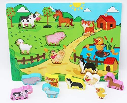 Activity-board Holzpuzzle Bauernhof - Übergroße Tiere für kleine Hände - Bauernhoftierpuzzle
