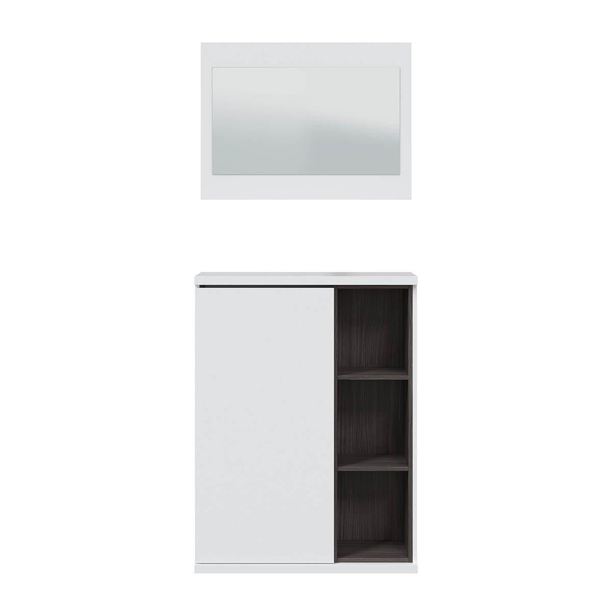 Calicosy Mueble recibidor Adhara 1 puerta con zapatero y espejo - L108 cm