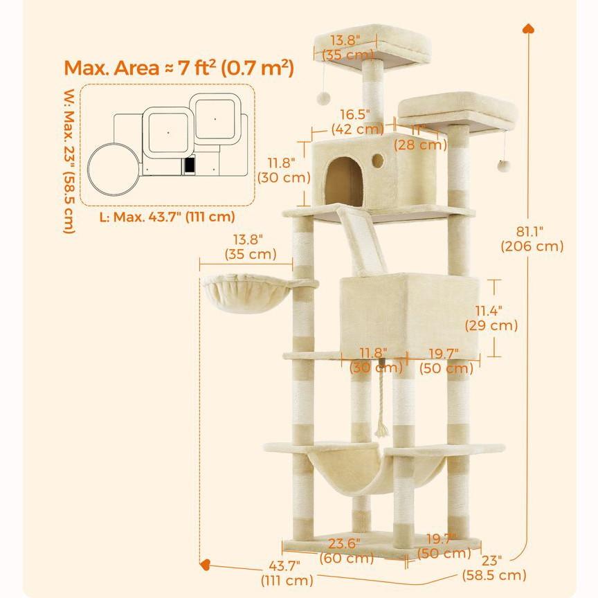 Northio Großer Kratzbaum mit Kratzbaum, Aussichtspunkten und Hängematte