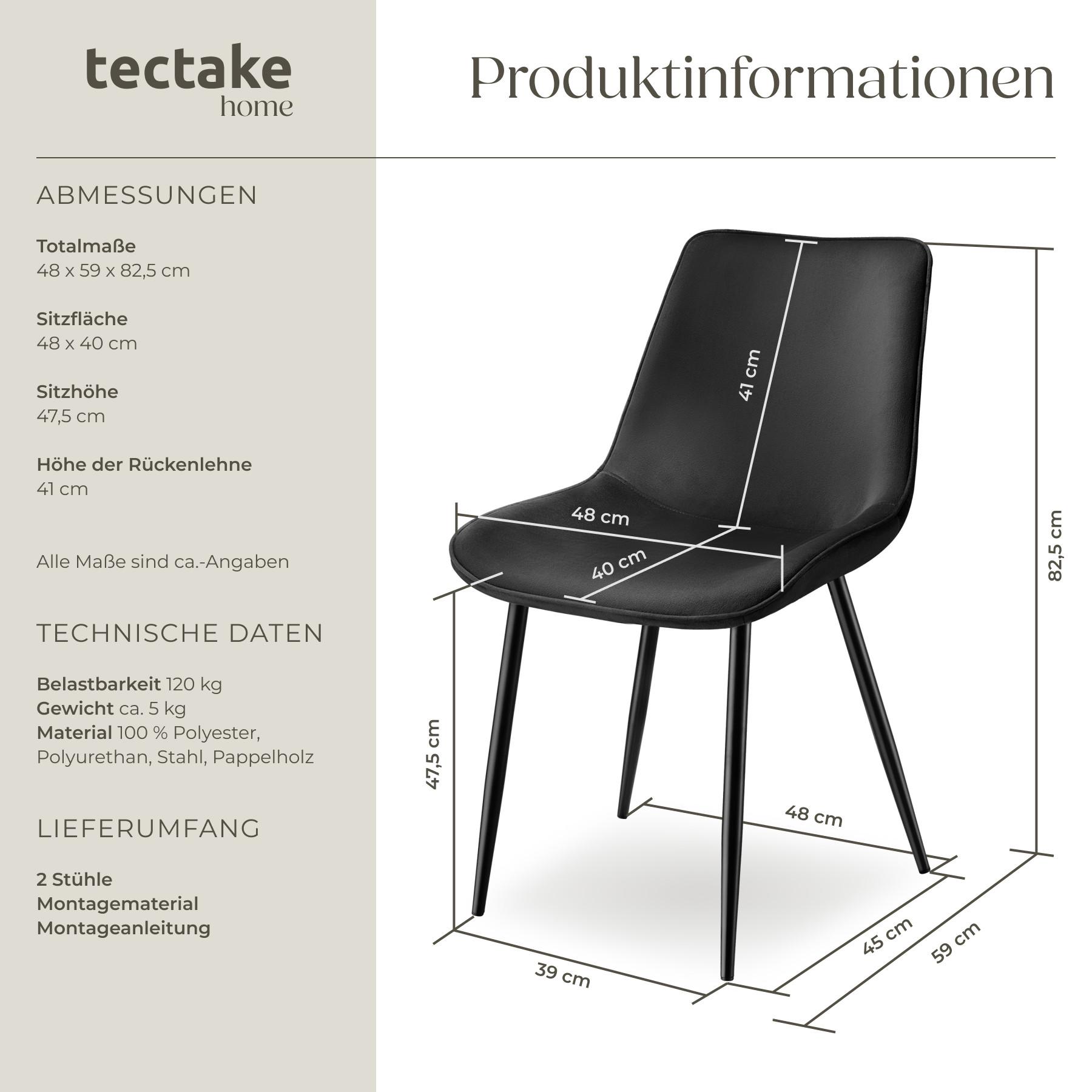 Tectake Set Stuhl Monroe Samtoptik