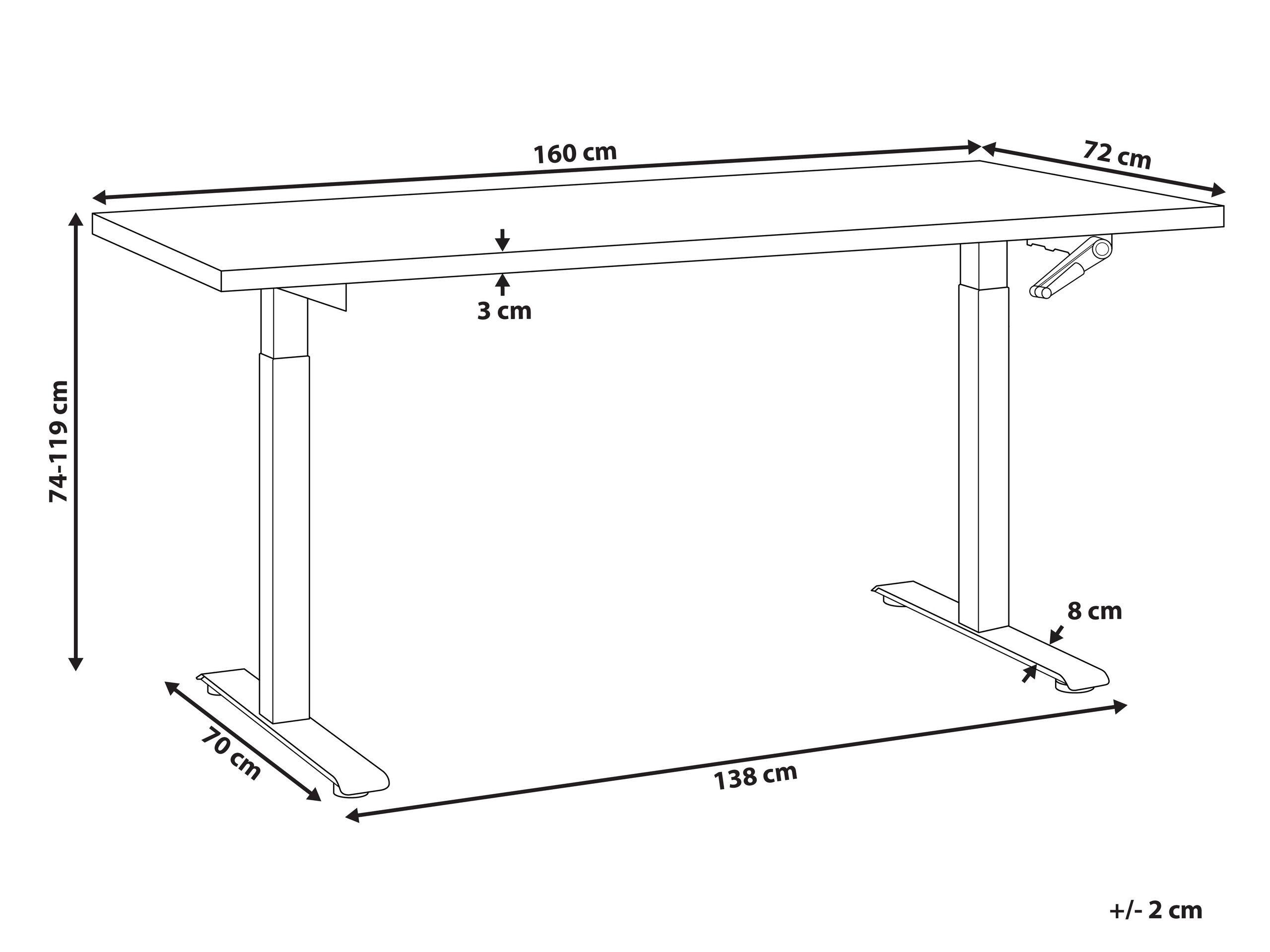 Beliani Schreibtisch manuell höhenverstellbar aus Faserplatte Modern DESTINES