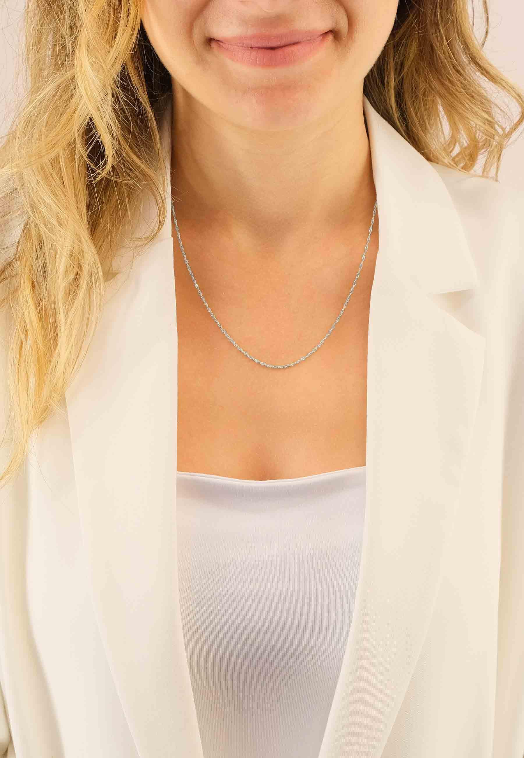 MUAU Schmuck Collier Singapur Weissgold 750, 1.5mm, 38cm