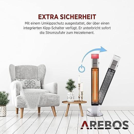 Arebos 1500 Watt Stand Heizstrahler | inkl.16 Farben LED-Licht mit Fernbedienung