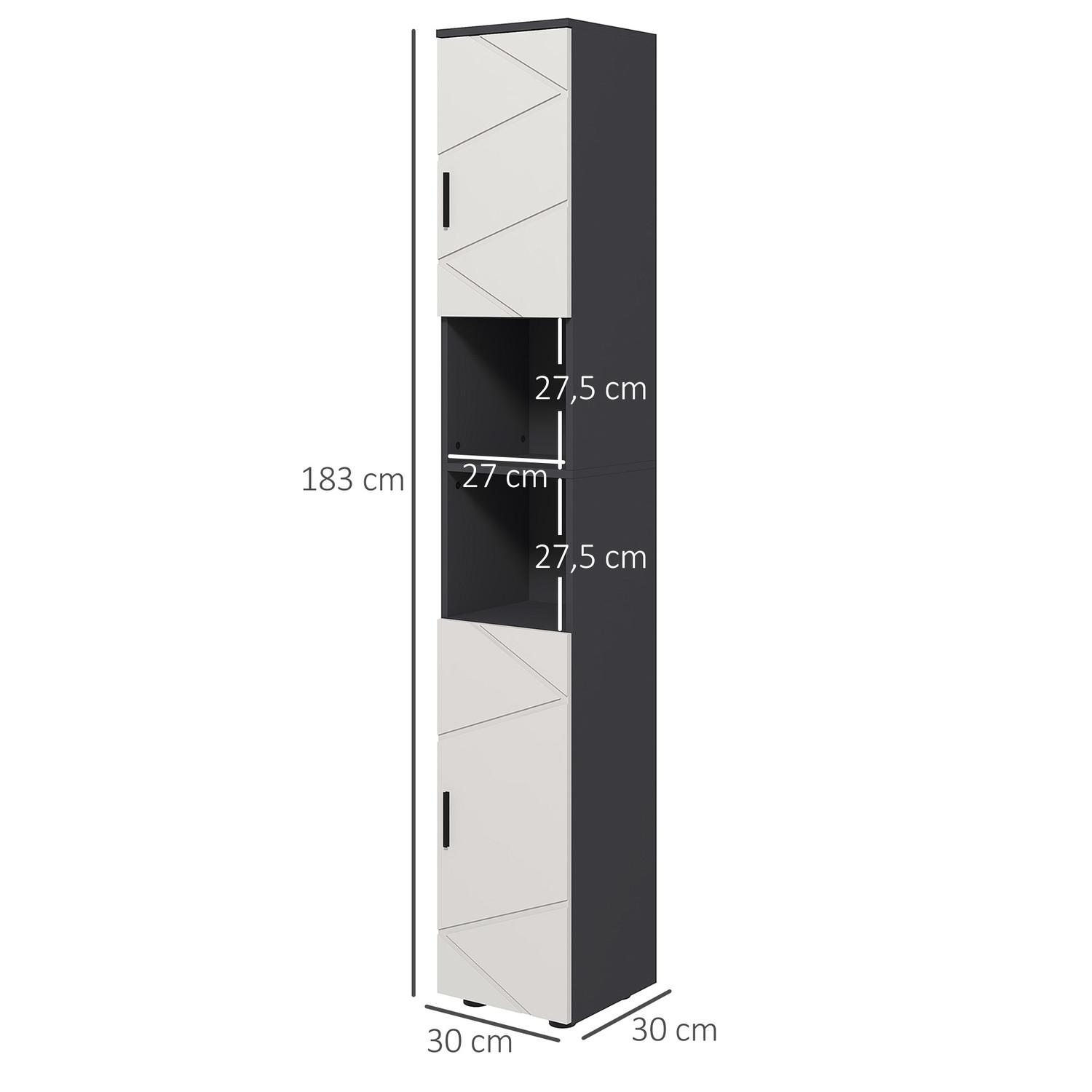 Northio Badezimmerschrank schmal, Hochschrank Toilettenschrank mit Verstellbar Regal und 2 offenen Fächern, Badschrank für kleine Räume Badezimmer, Wohnzimmer Grau |
