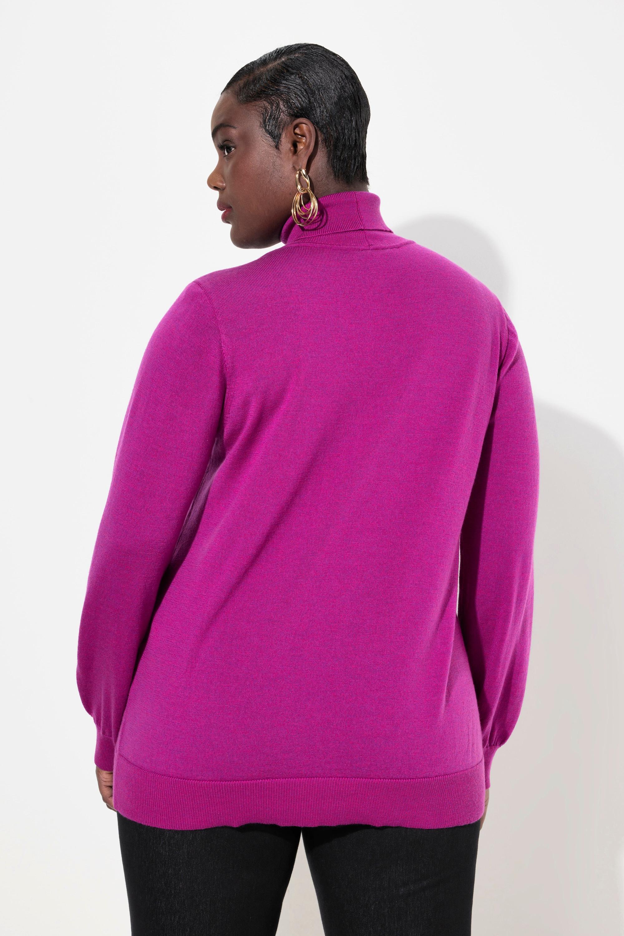 Ulla Popken Rollkragen, Pullover, Merinowolle, Classic Fit, Langarm