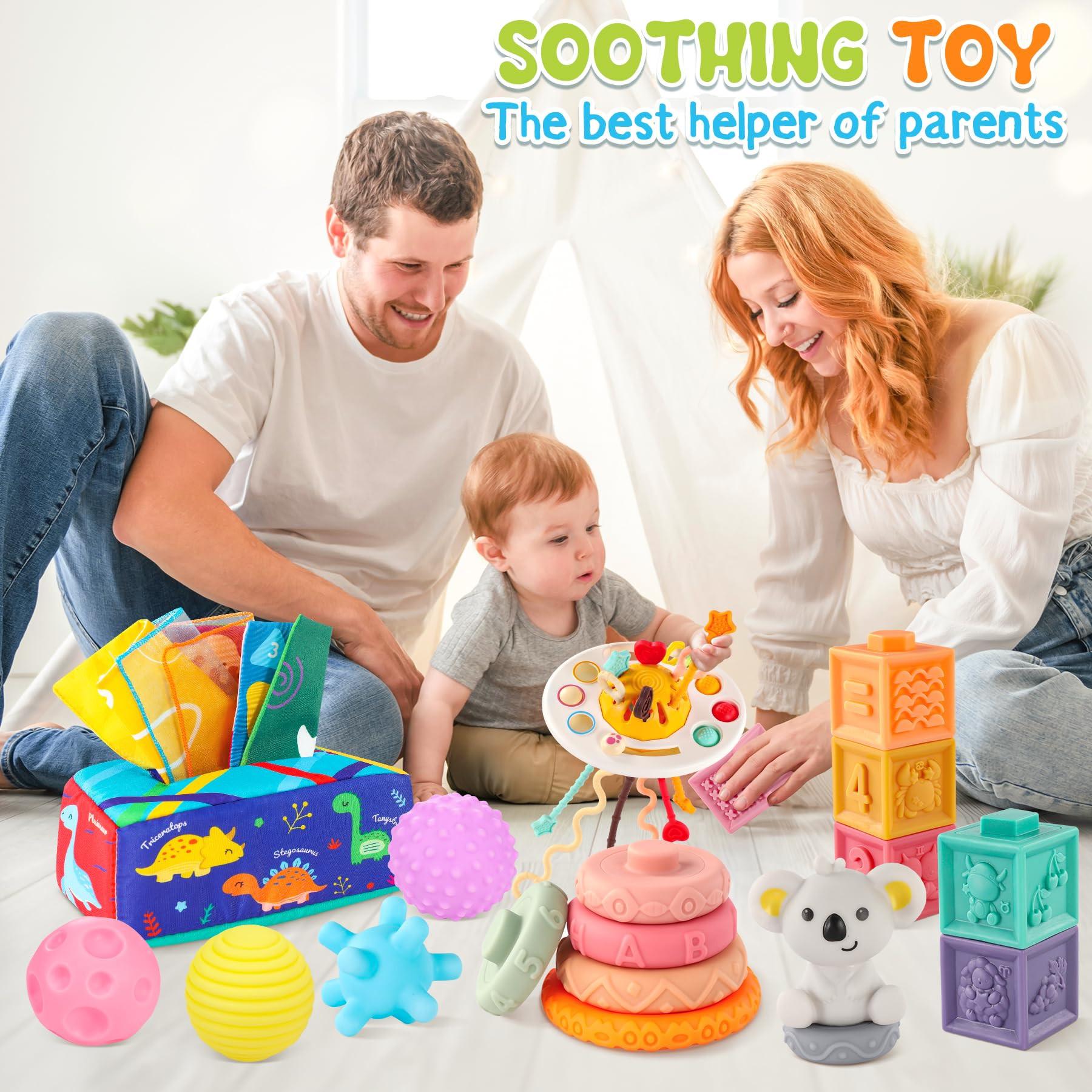Activity-board Babyspielzeug, 5er Set Babyspielzeug, Babyspielzeug Motorikspielzeug | Baby Türbox | Baby Stapelturm | Greifball für Babys