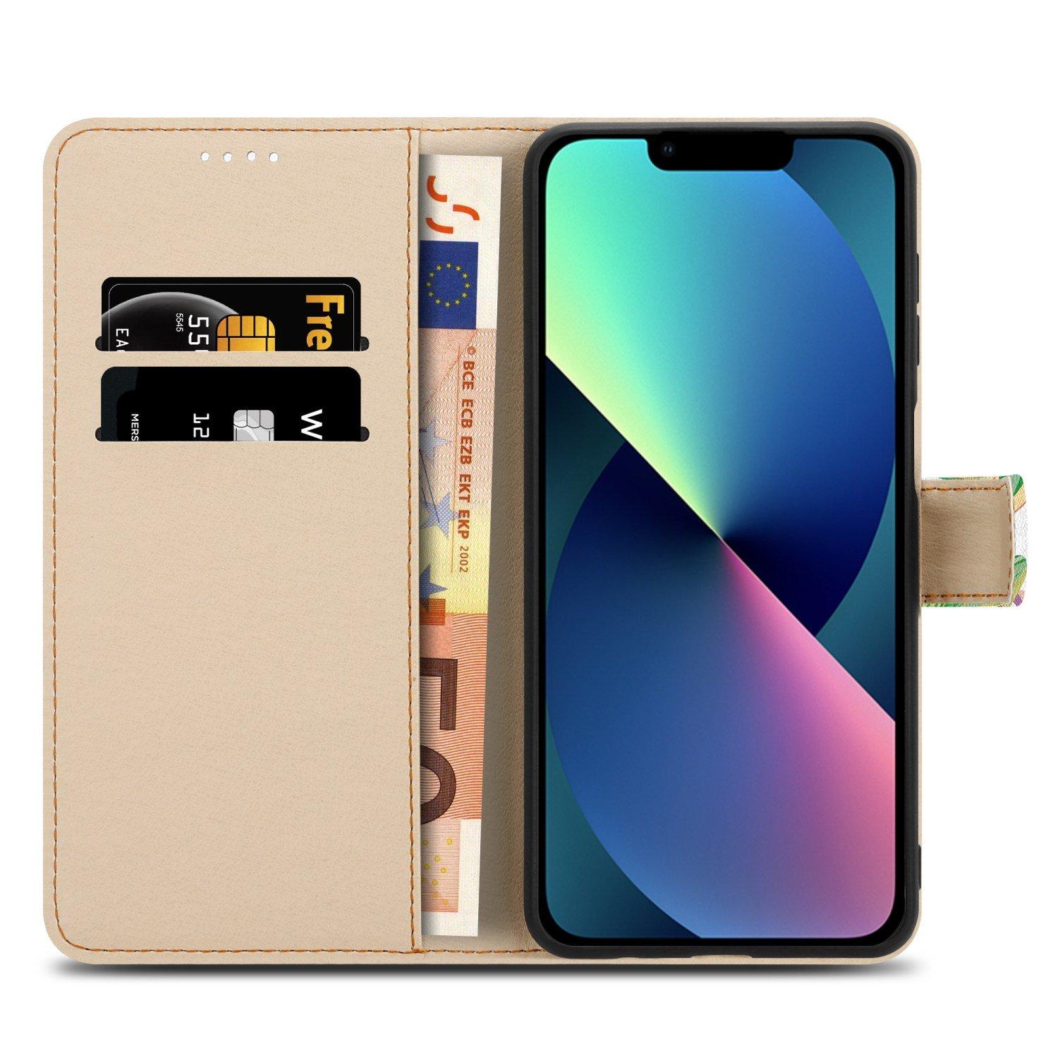 Cadorabo Cadorabo Hülle kompatibel mit Apple iPhone 13 MINI - Schutzhülle mit Magnetverschluss, Standfunktion und Kartenfach