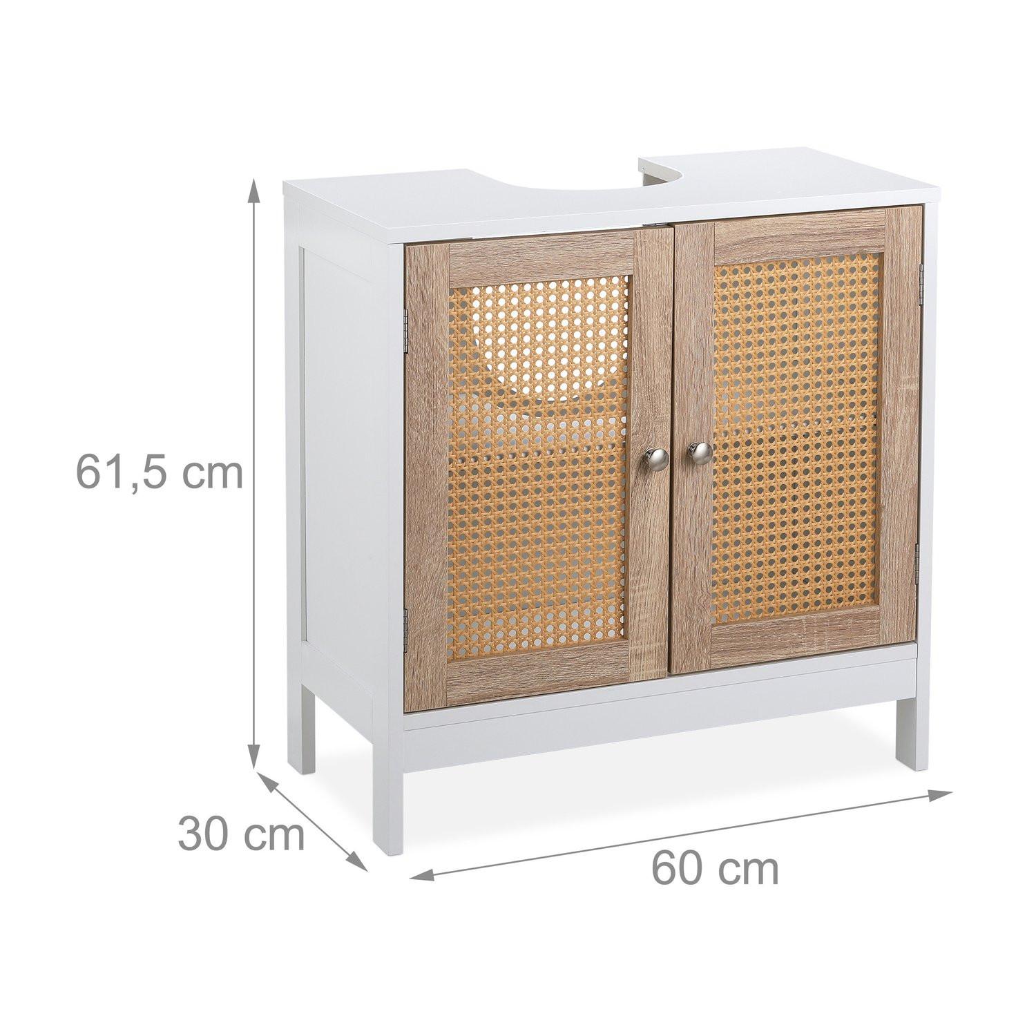 B2X Waschbeckenschrank mit Rattantüren