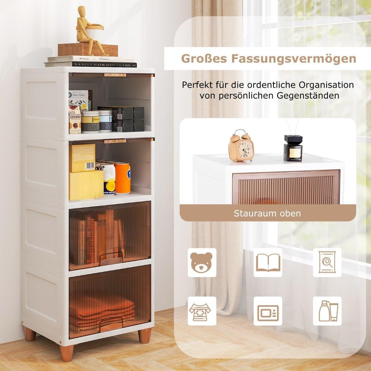 B2X 150 L Aufbewahrungsbox mit Magnetischen Türen 4er Set Stapelbare Kunststoffbox Weiß