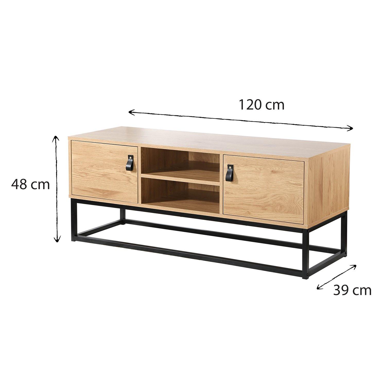 Calicosy TV-Möbel Eiche Dekor 2 Türen und zentrale Ablage - L120 cm