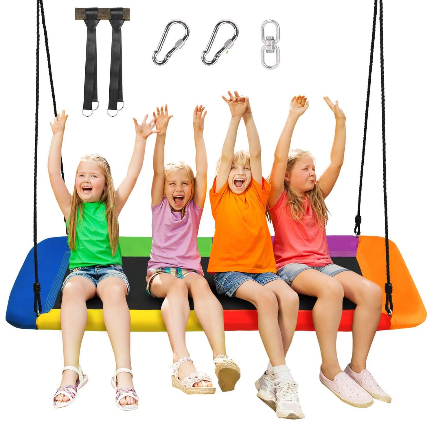 Northix 100-180cm Baumschaukel, Schaukel für Kinder Nestschaukel Baumschaukel mit verstellbaren Seilen Bunt