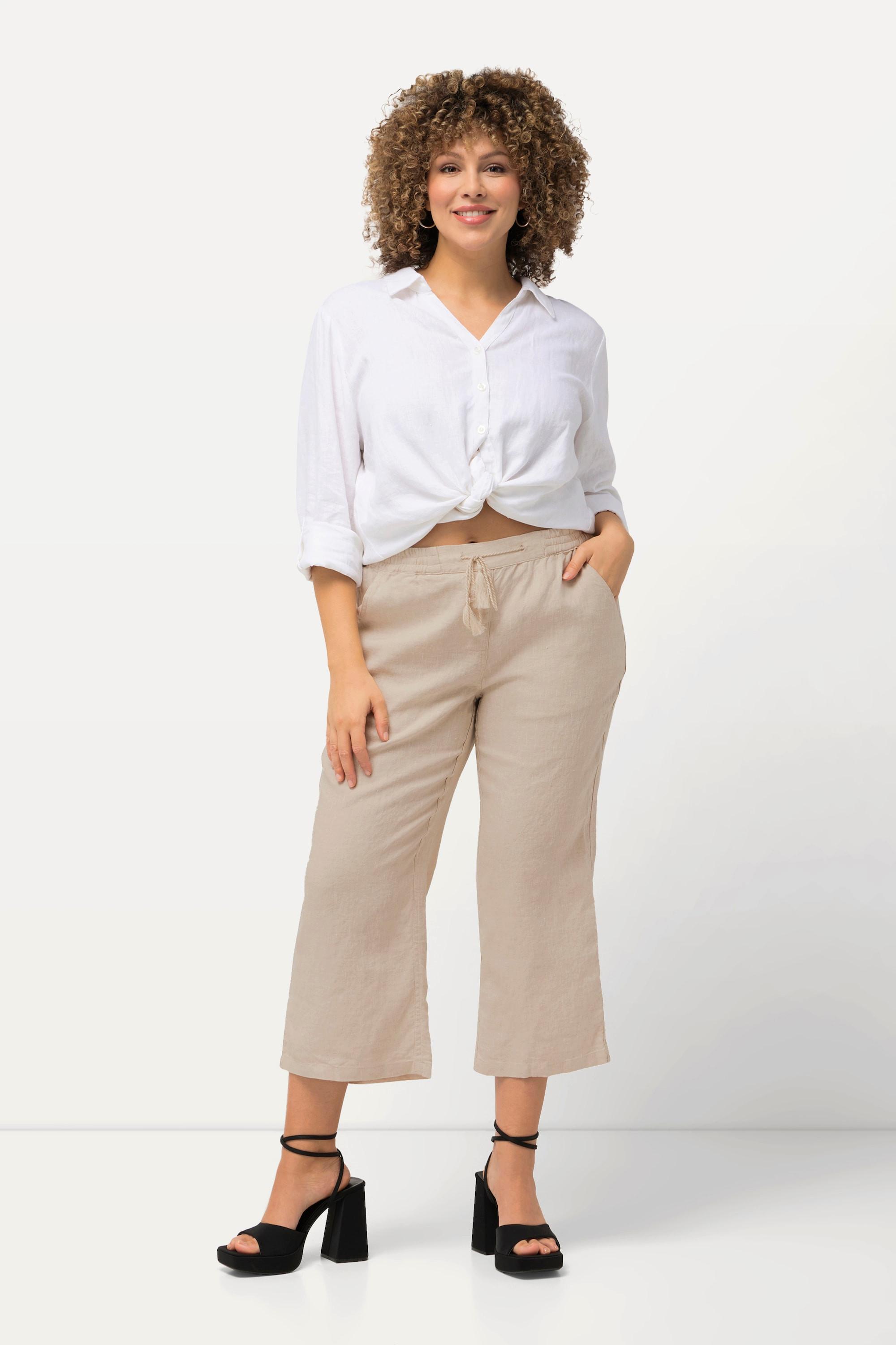 Ulla Popken 7/8 Leinenhose mit elastischem Bund