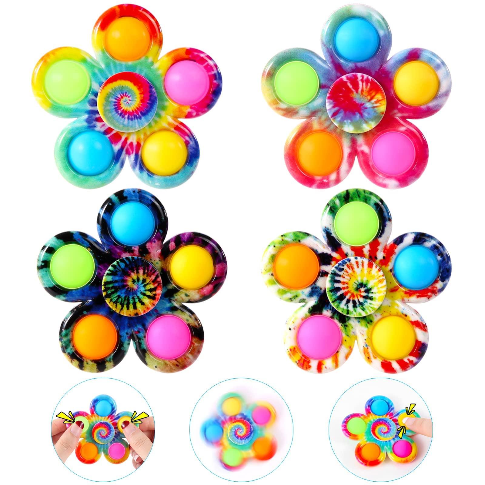 Activity-board 4er Set Pop Fidget Spinner Push Fidget Pop Einfaches Ostern Fidget Spielzeug für Kinder Erwachsene, Pop Party Geschenke Geschenk Tasche Füller Sensorisches Fidget Set Spielzeug