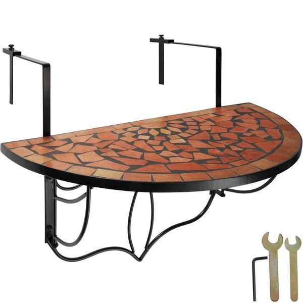 Tectake Balkontisch zum Einhängen mit Mosaikmuster klappbar 75x65x62cm