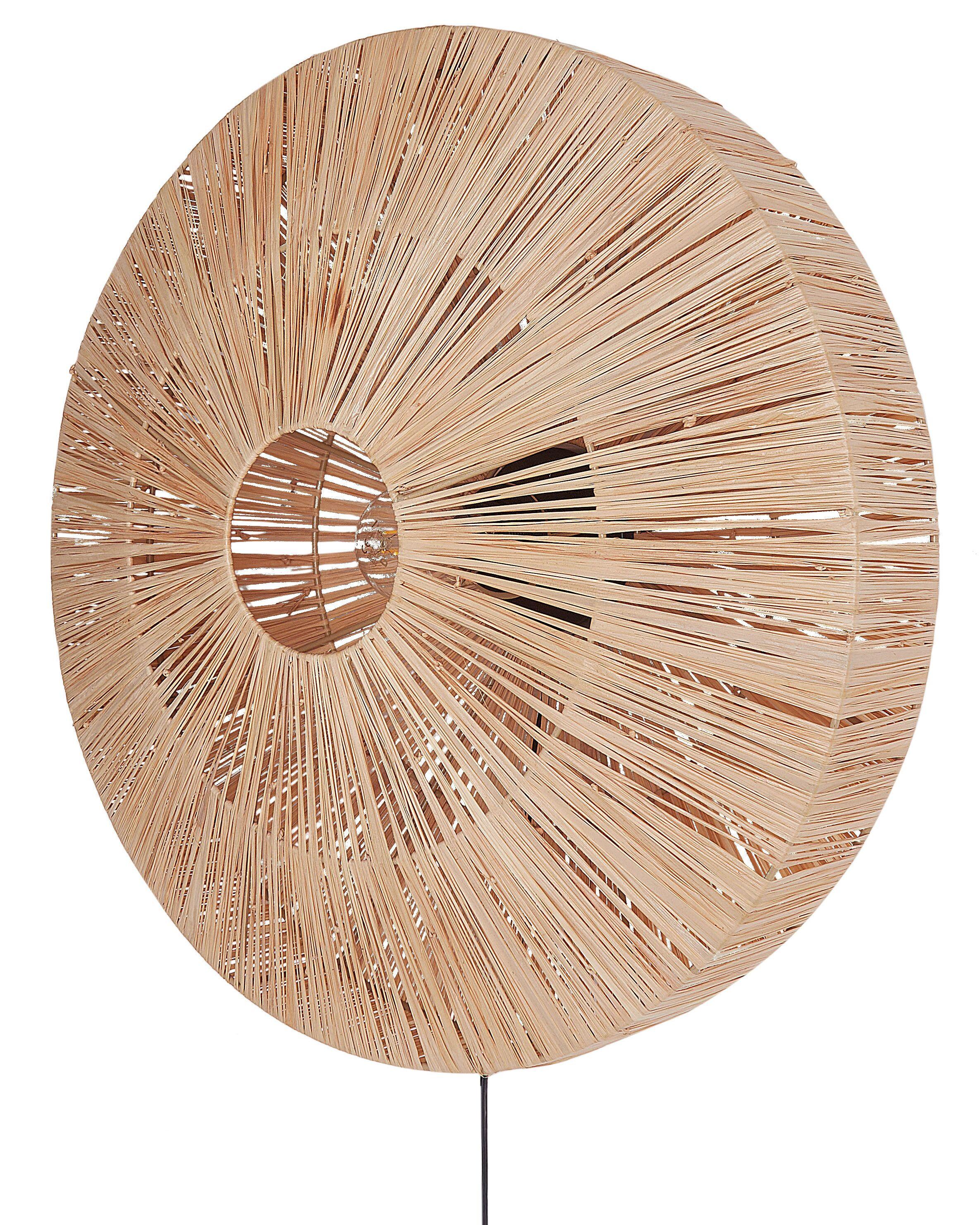 Beliani Wandlampe aus Stroh Boho LUMUT