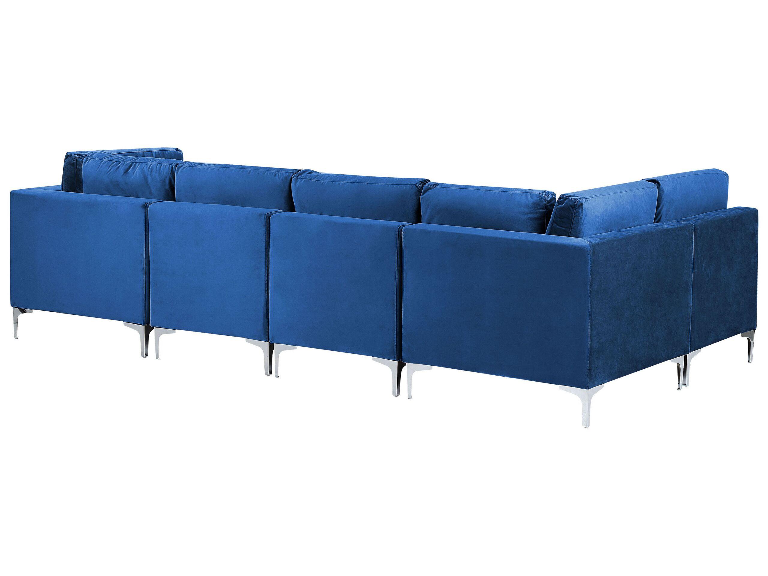 Beliani U-förmiges Sofa mit Ottomane aus Samtstoff Modern EVJA