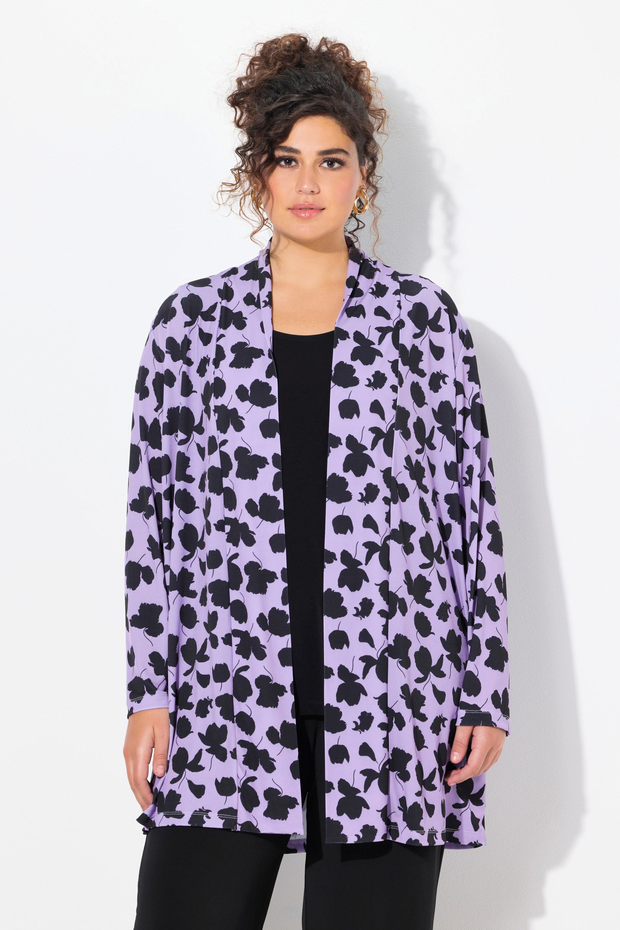 Ulla Popken Jerseyjacke, Schalkragen, offene Jacke, Langarm