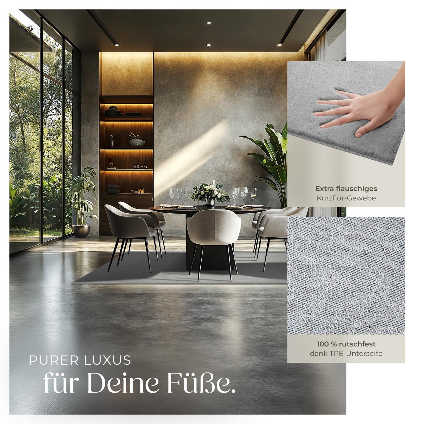Tectake Kurzflorteppich Soft Zone 140 x 200 cm